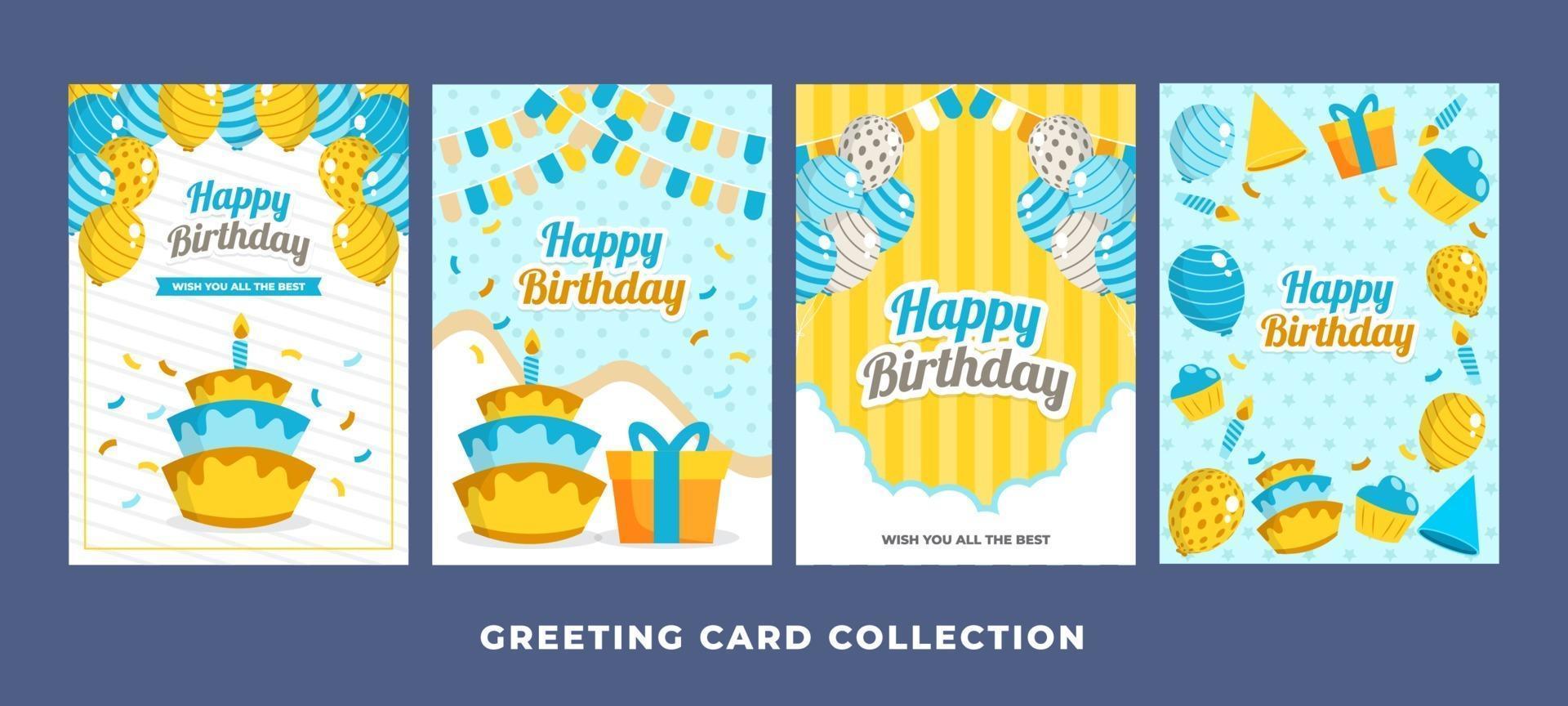 Collection of Happy Birthday Cards vector