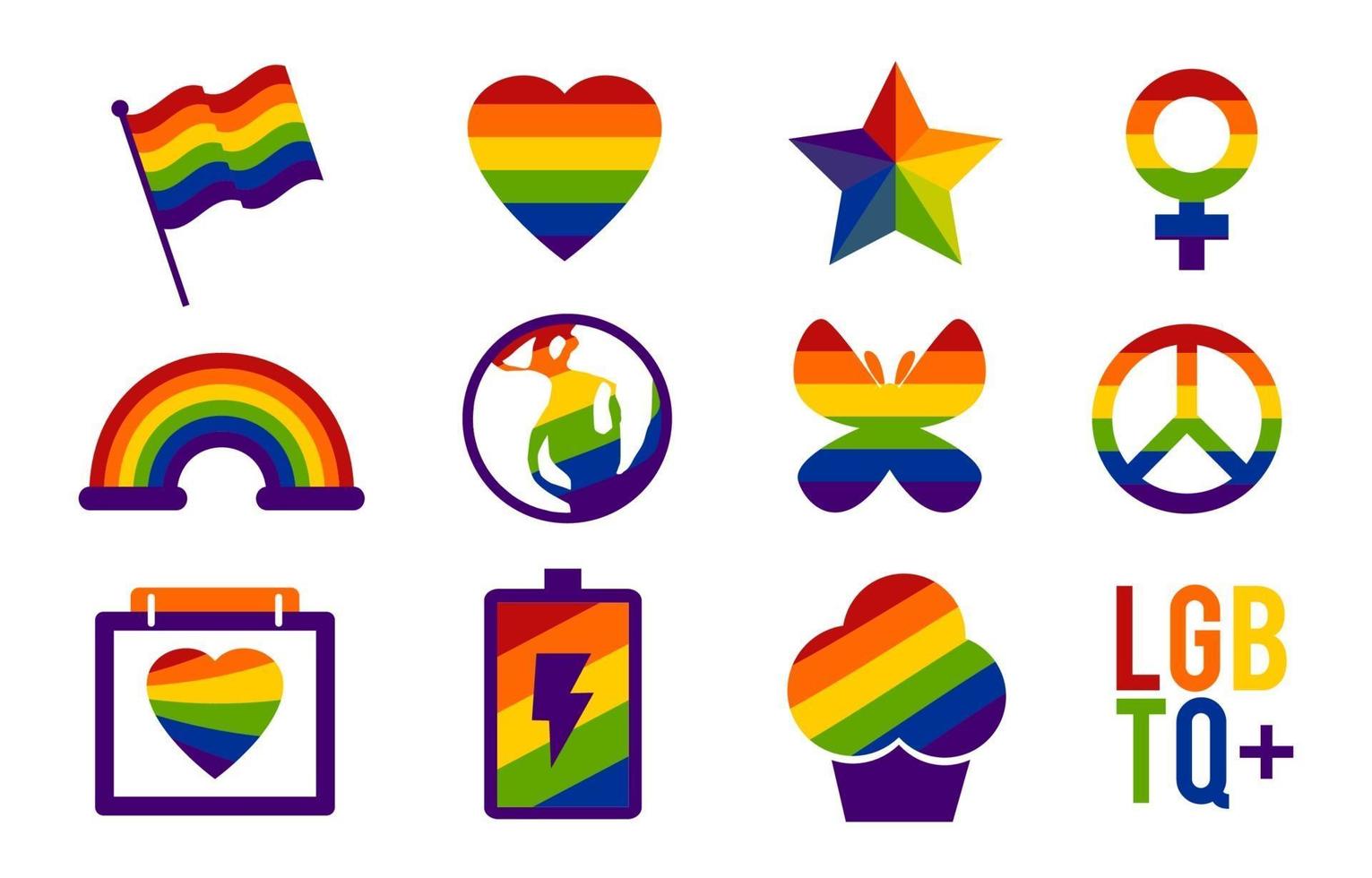 conjunto de iconos del día del orgullo vector