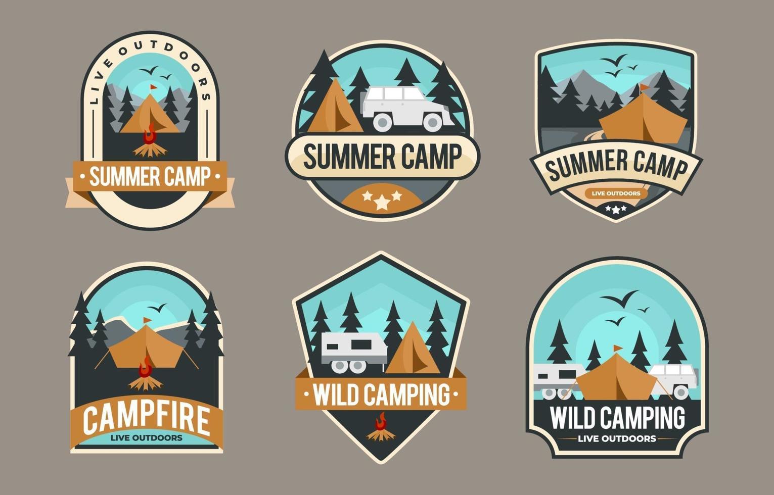 colección de insignias de camping vector