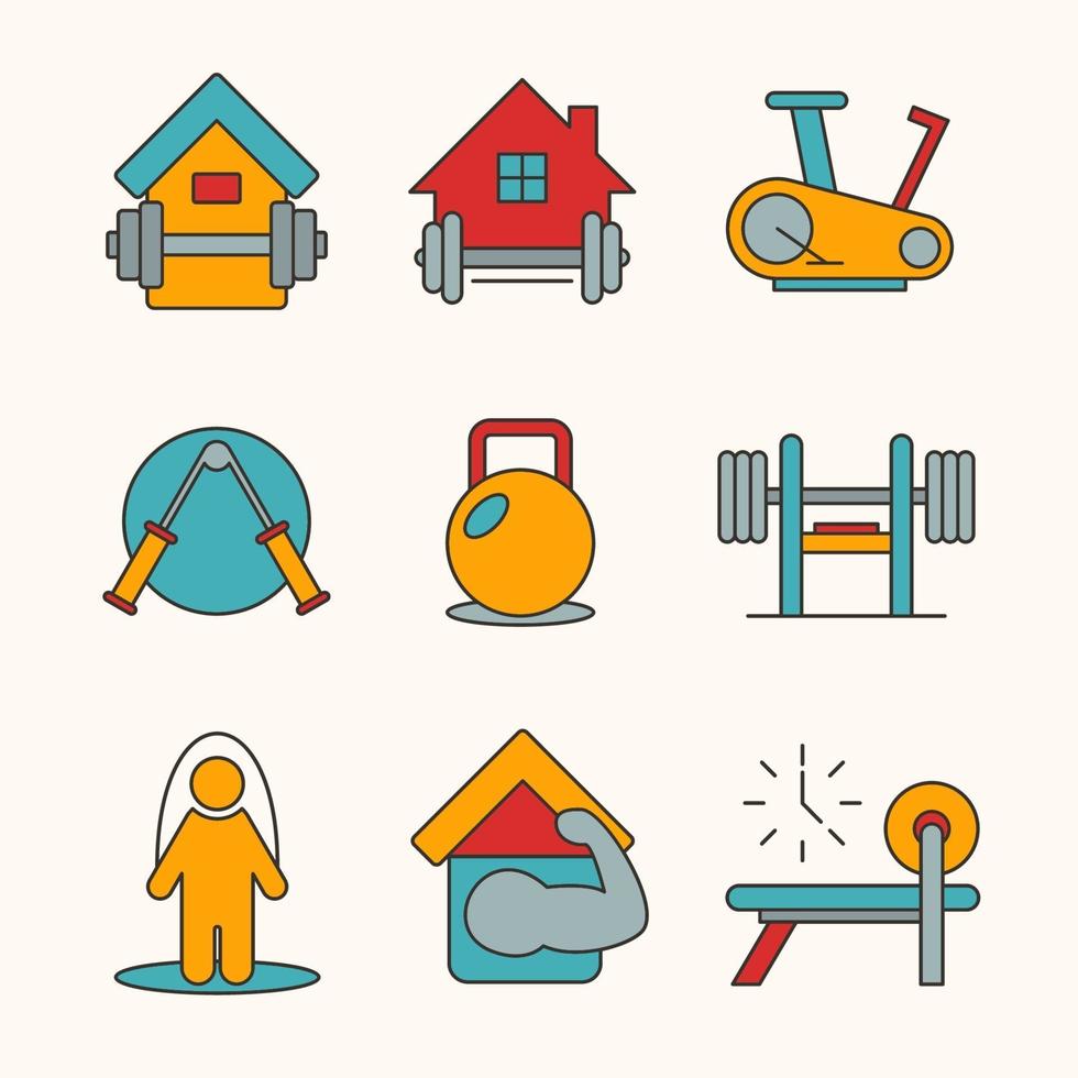 At Home Gym Icon Collection vector