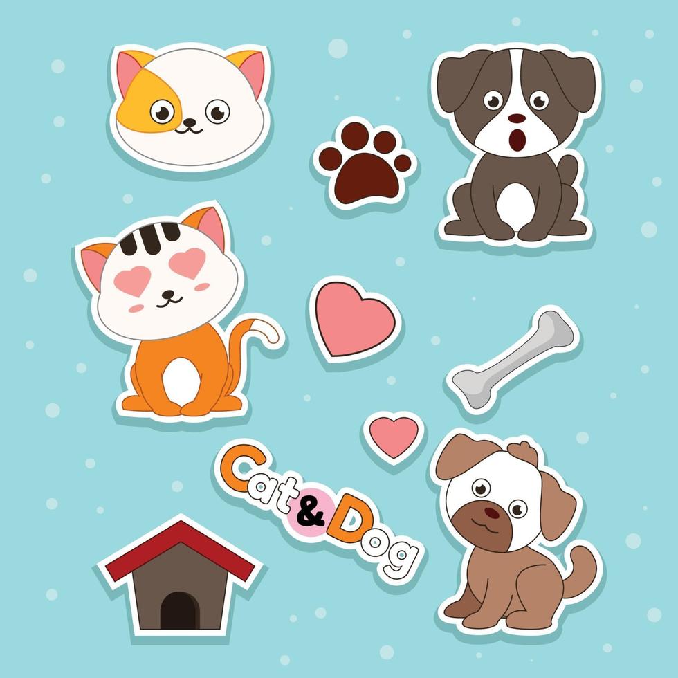 Dog And Cat Stickers vector