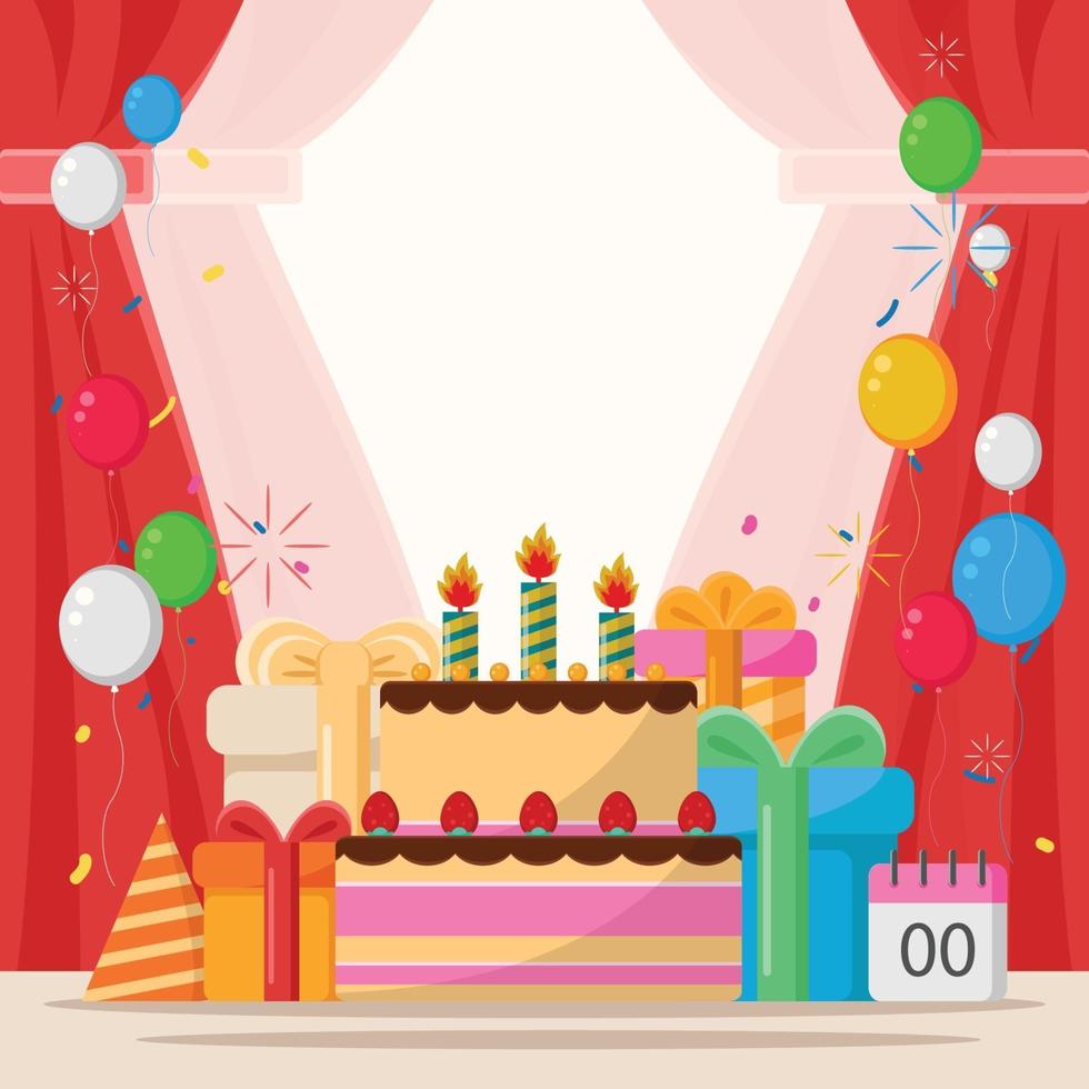 Birthday Party With Cake And Balloons Ornament vector