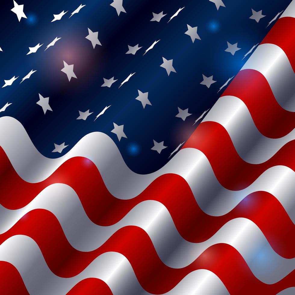 Beauty American Flag With Light Effect vector