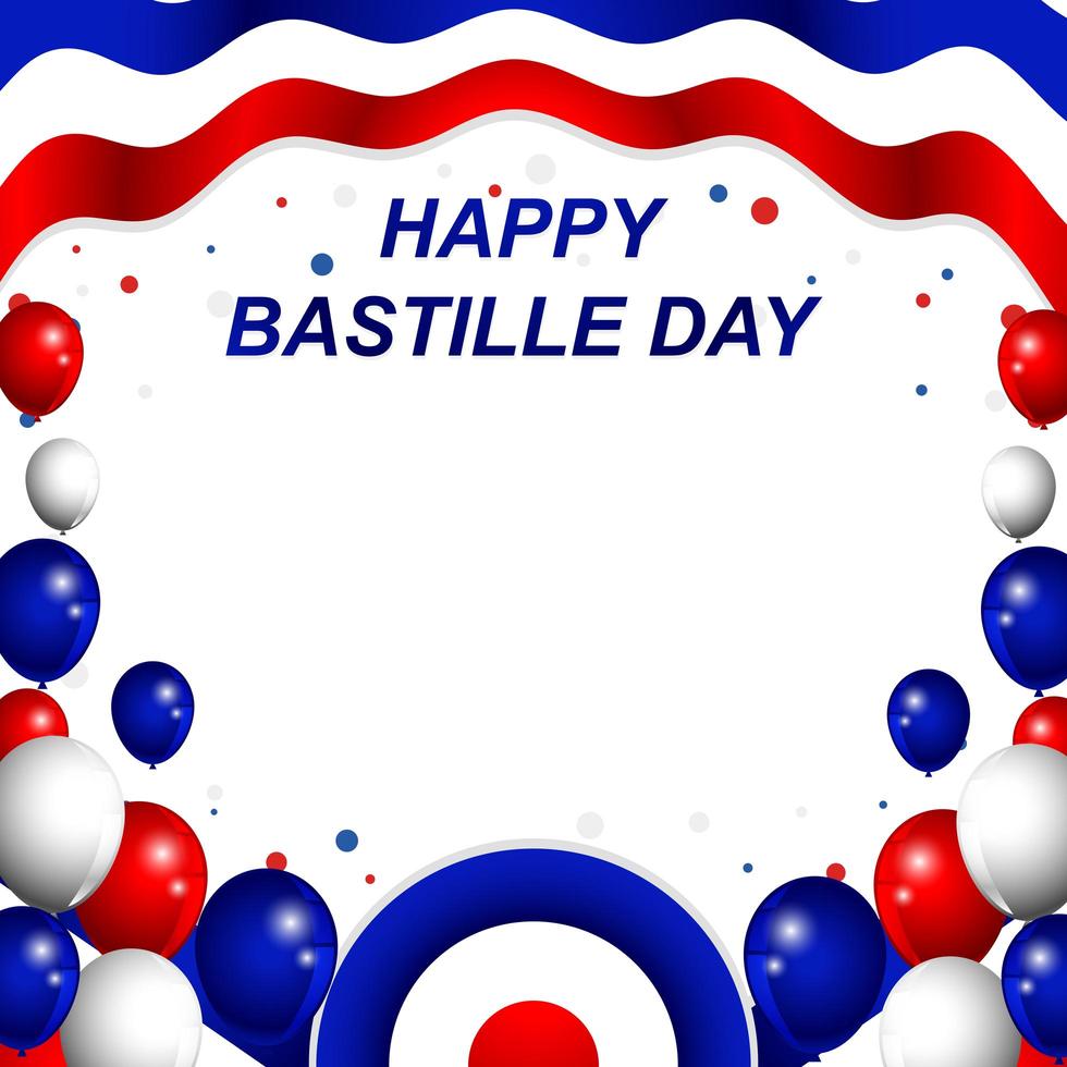 feliz día de la bastilla con fondo de globos vector