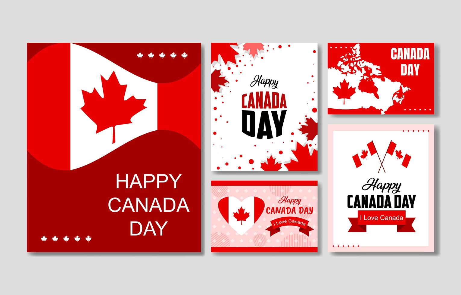 colección de tarjetas del día de canadá vector