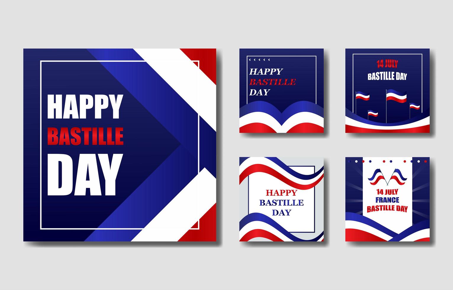 Bastille Day Card Set vector
