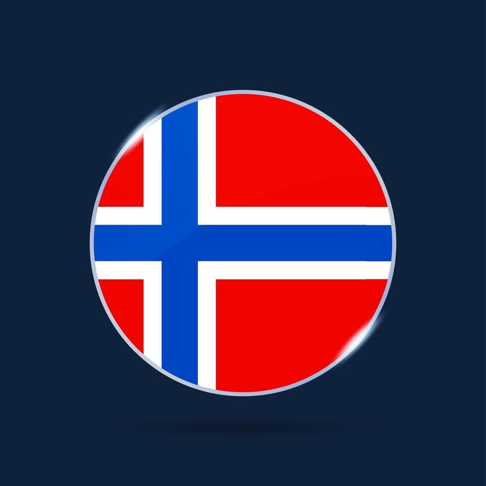 norway national flag Circle button Icon. Simple flag, official colors and proportion correctly. Flat vector illustration.
