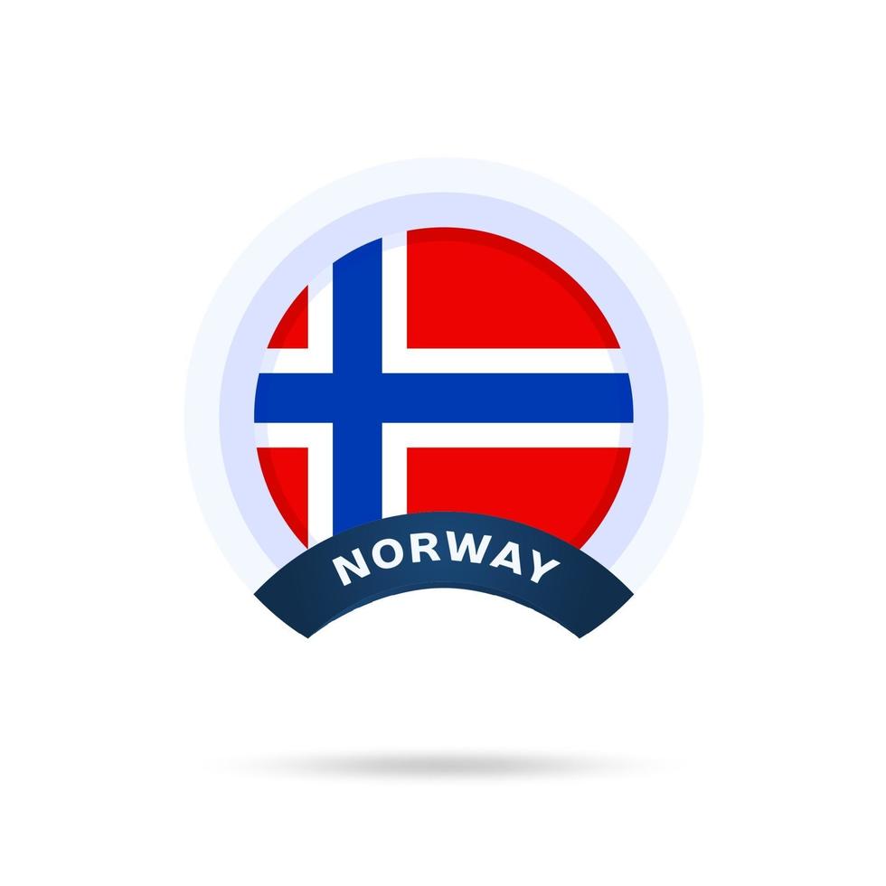 norway national flag Circle button Icon. Simple flag, official colors and proportion correctly. Flat vector illustration.