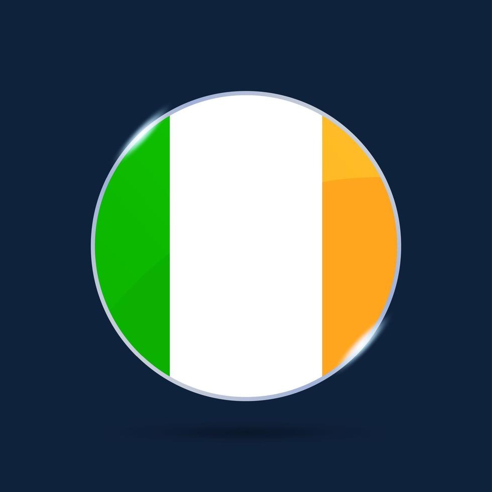 ireland national flag Circle button Icon. Simple flag, official colors and proportion correctly. Flat vector illustration.