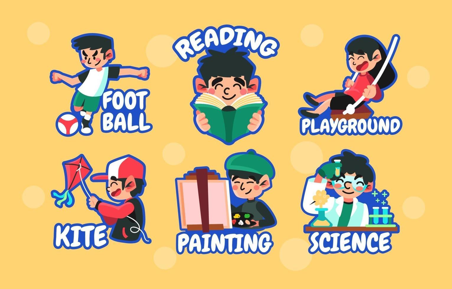 Set of Stickers for Fun Activity at School vector