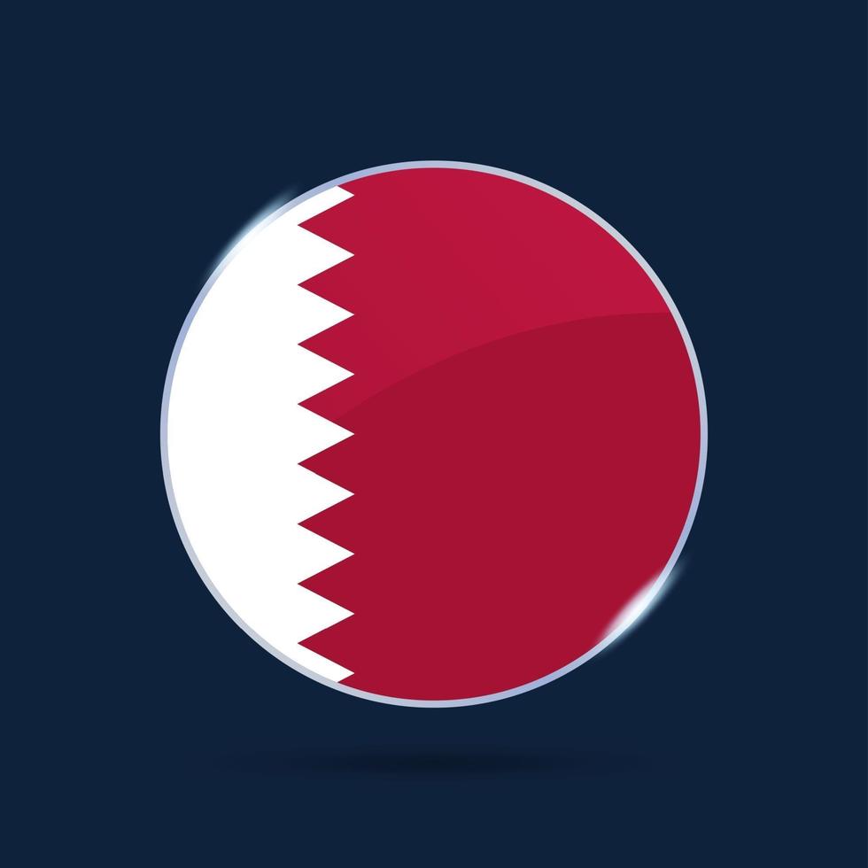 icono de botón de círculo de la bandera nacional de qatar vector