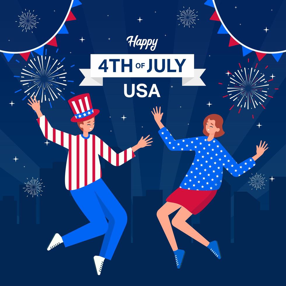 Celebrating The American Independence Day With Fireworks vector