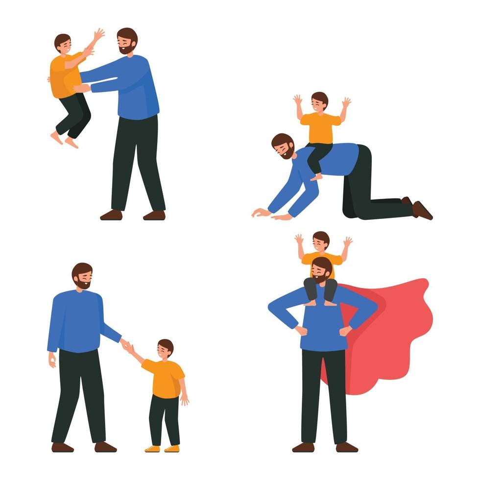 Set of Happy Father and Son Character vector