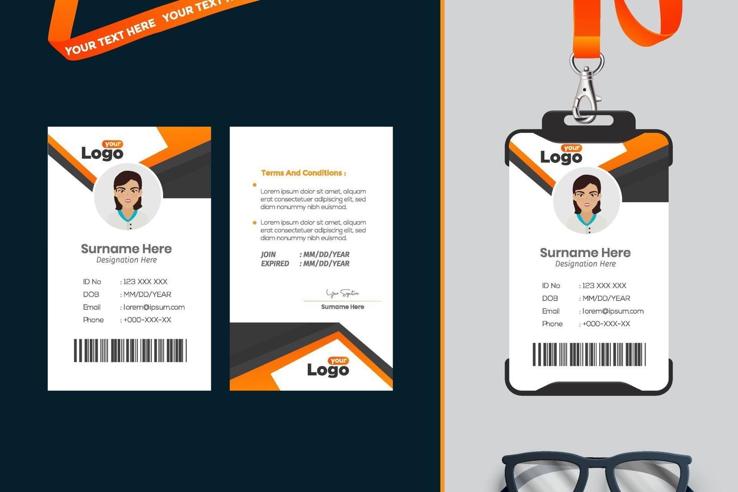 simple Id card template design with vector