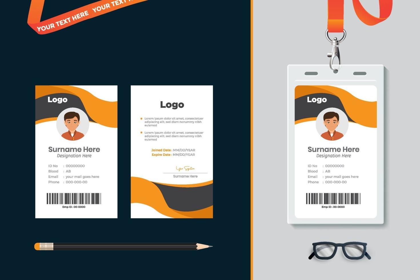 diseño de plantilla de tarjeta de identificación simple con vector