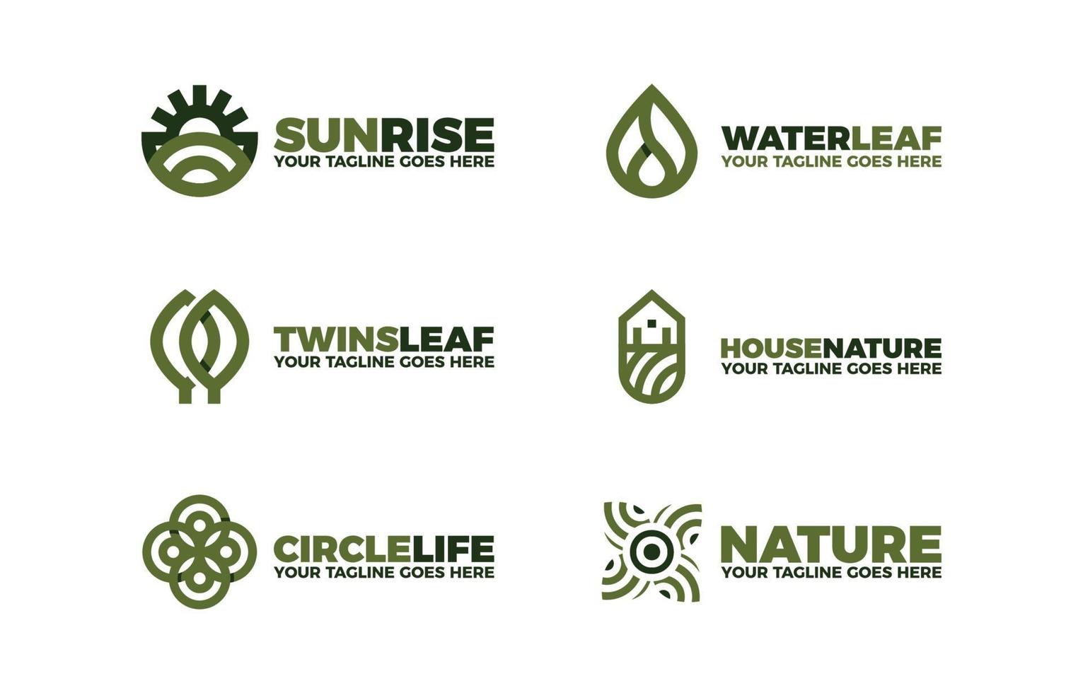 Outline Minimalist Natural Logo Design Collection with vector