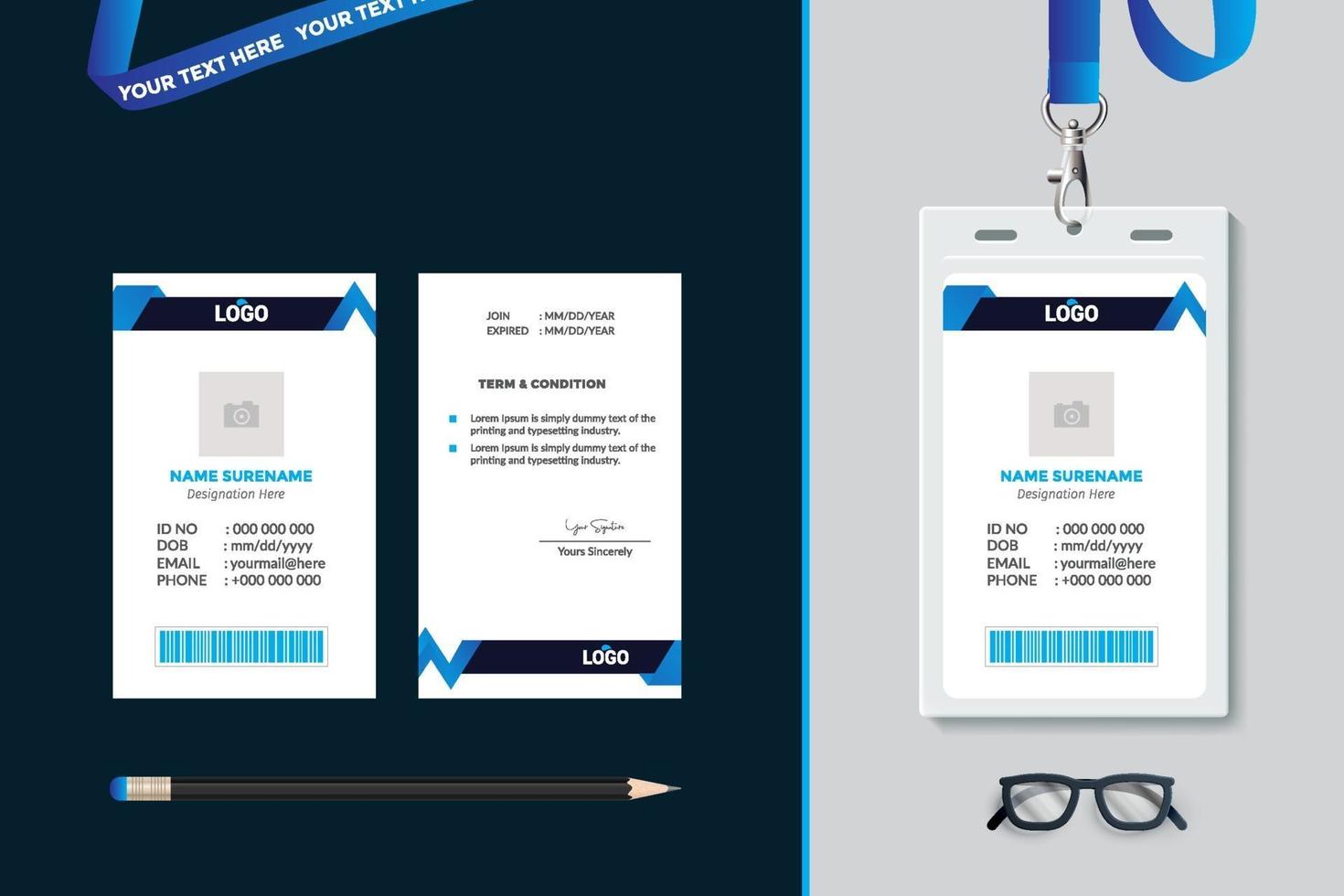 simple Id card template design with vector