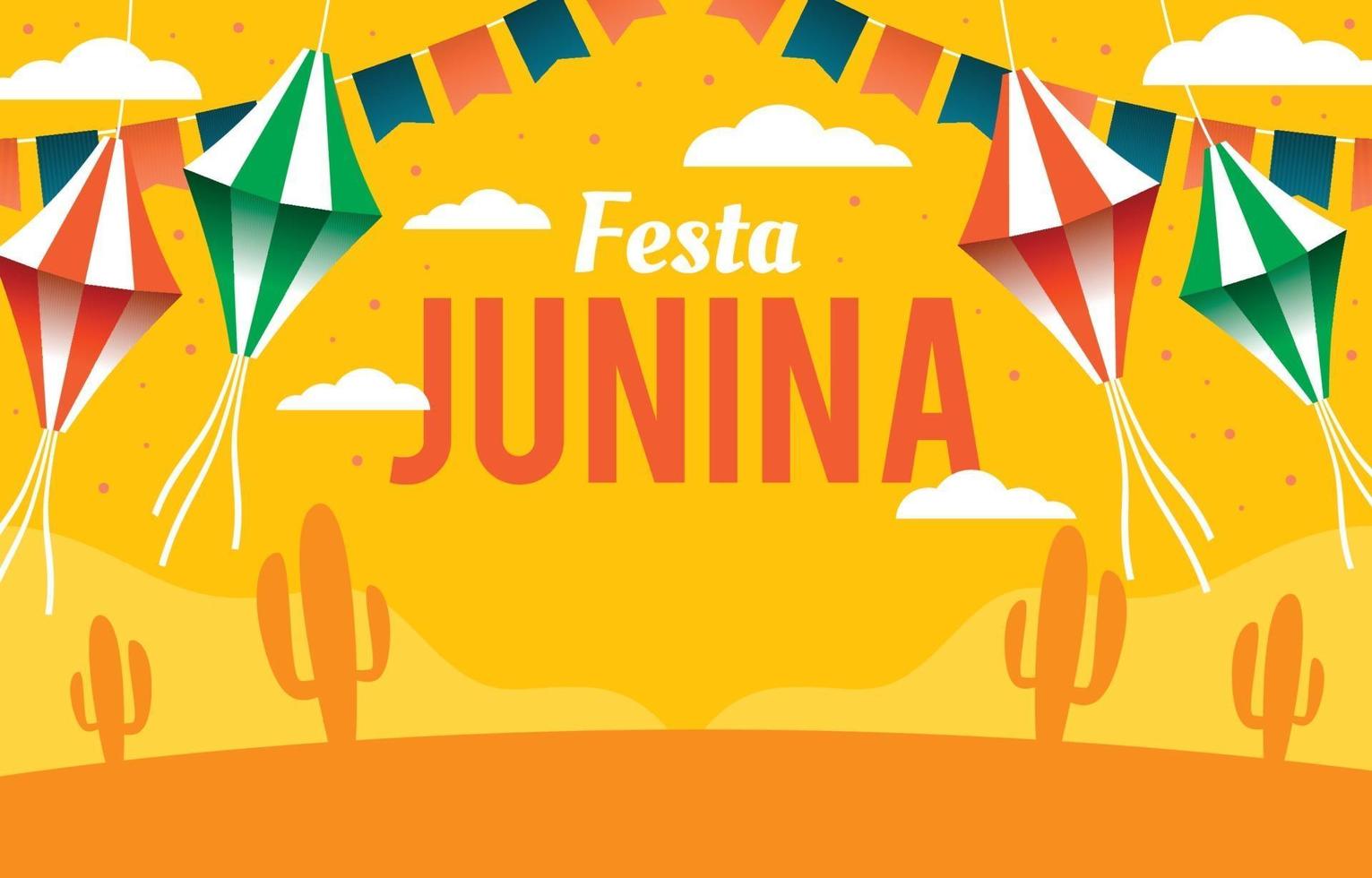 festa junina con ilustración de cometas vector