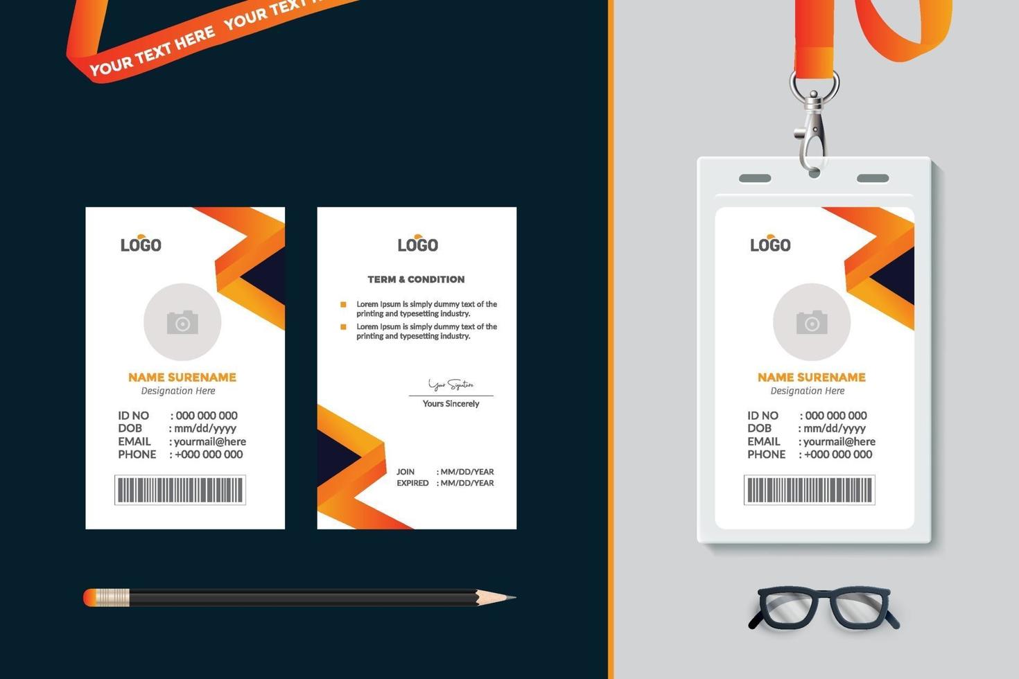 simple Id card template design with vector