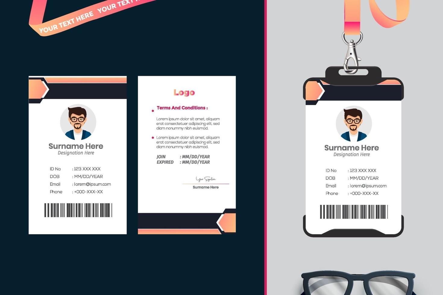 simple Id card template design with vector