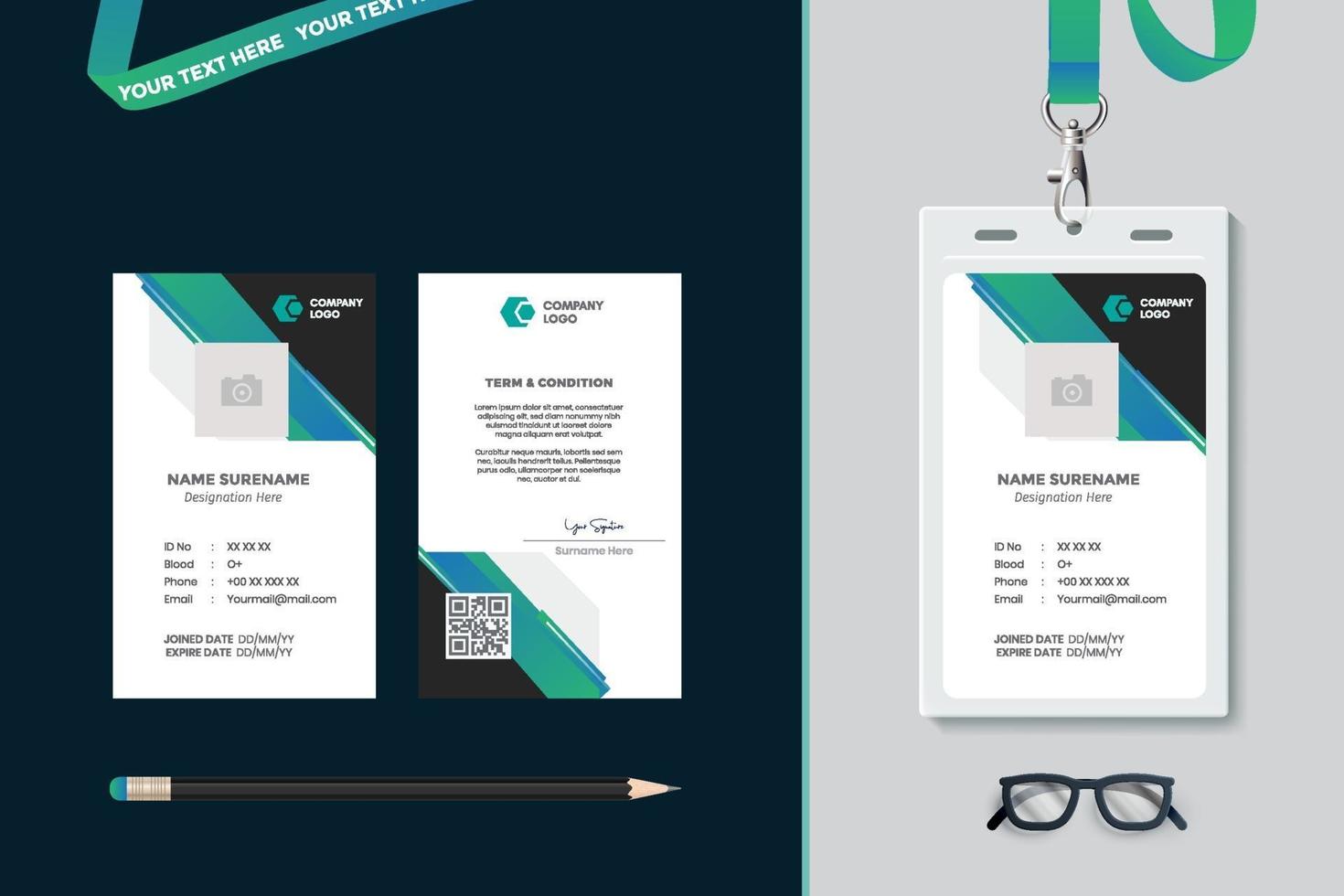 simple Id card template design with vector