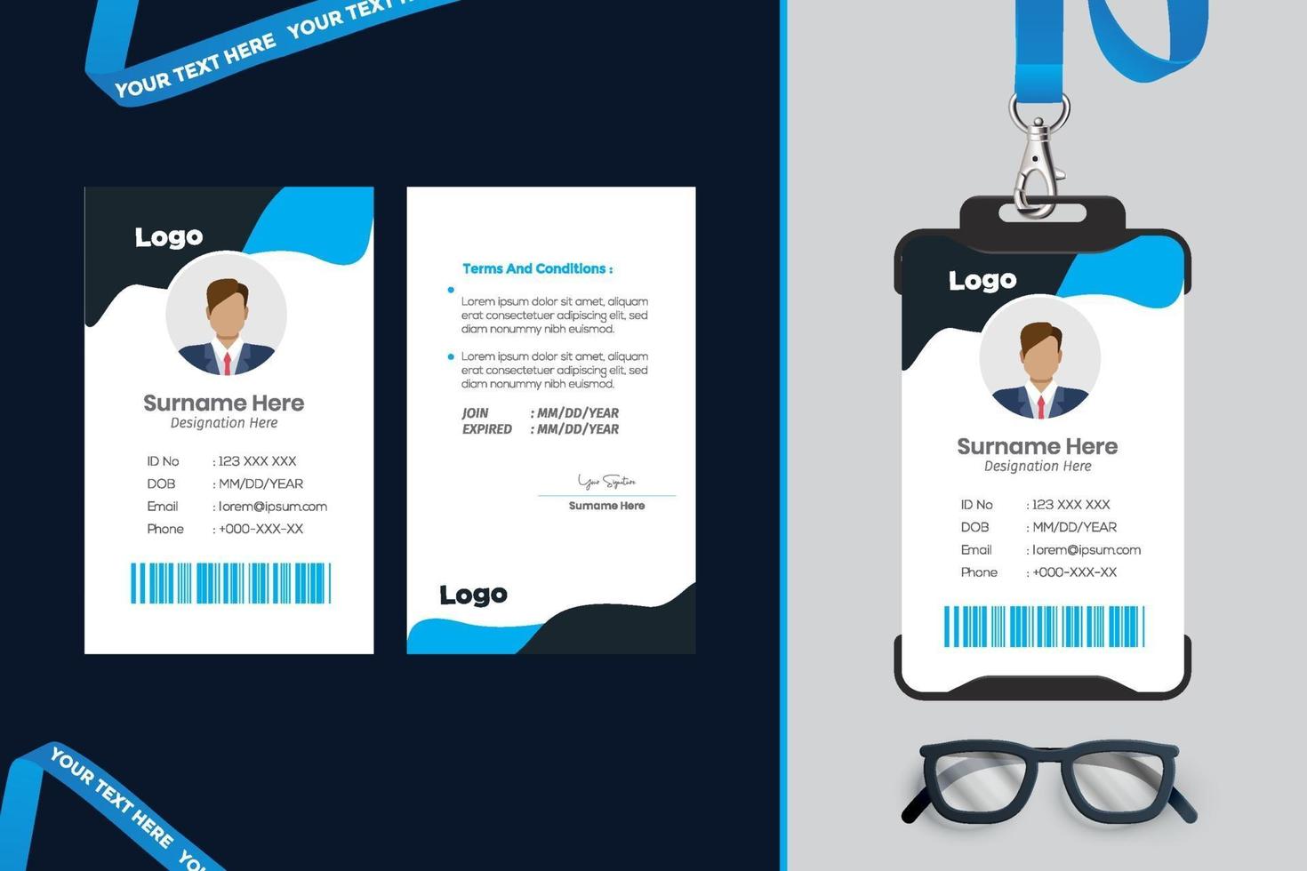 simple Id card template design with vector