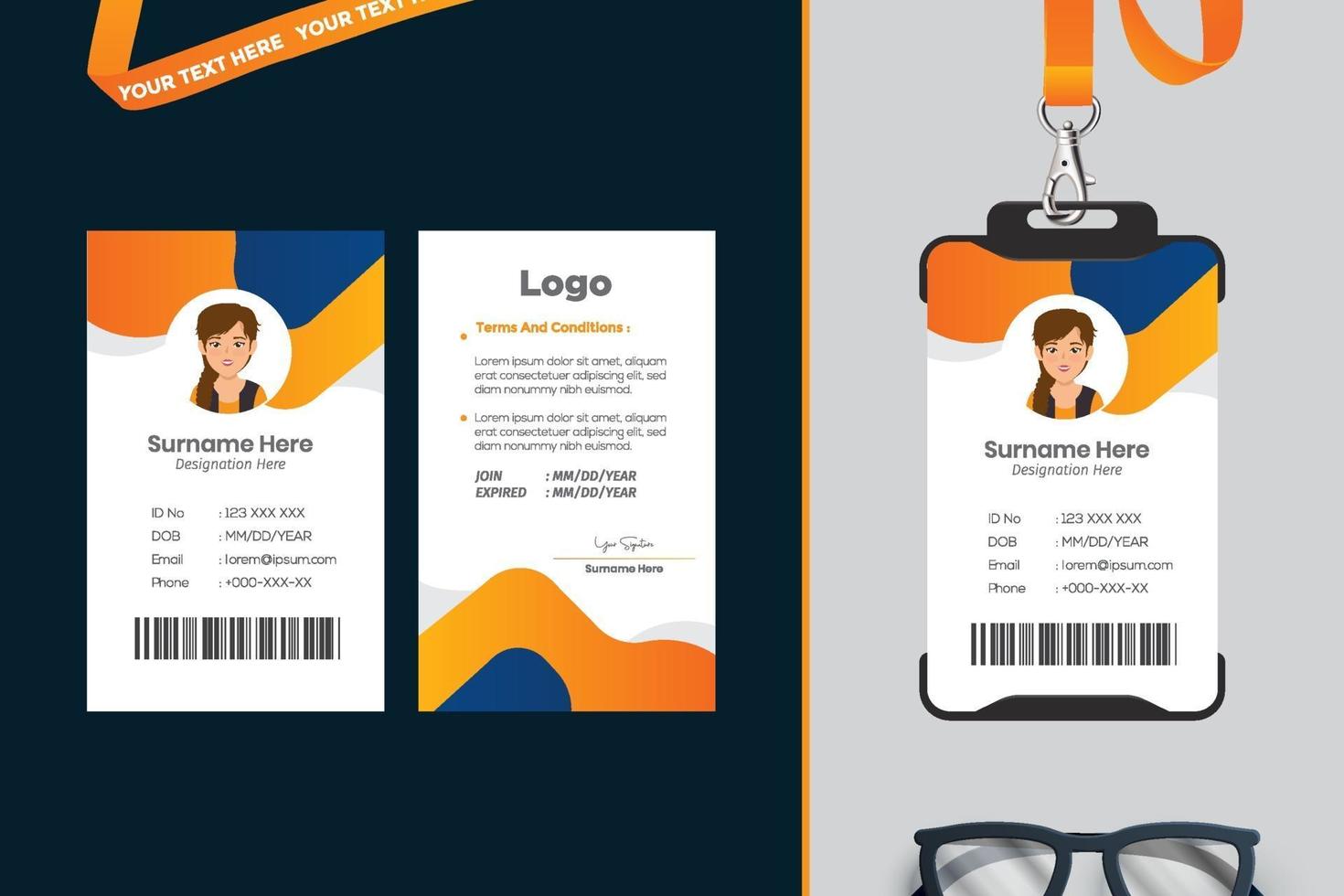 simple Id card template design with vector