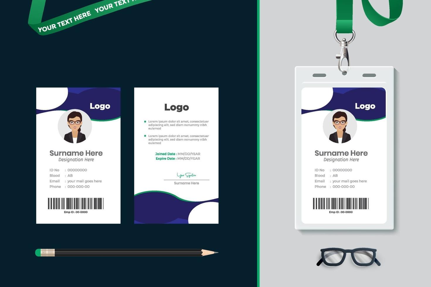 diseño de plantilla de tarjeta de identificación simple con vector