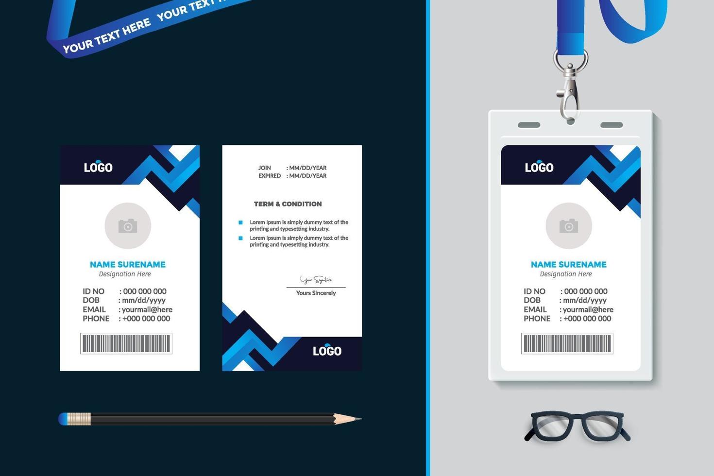 diseño de plantilla de tarjeta de identificación simple con vector