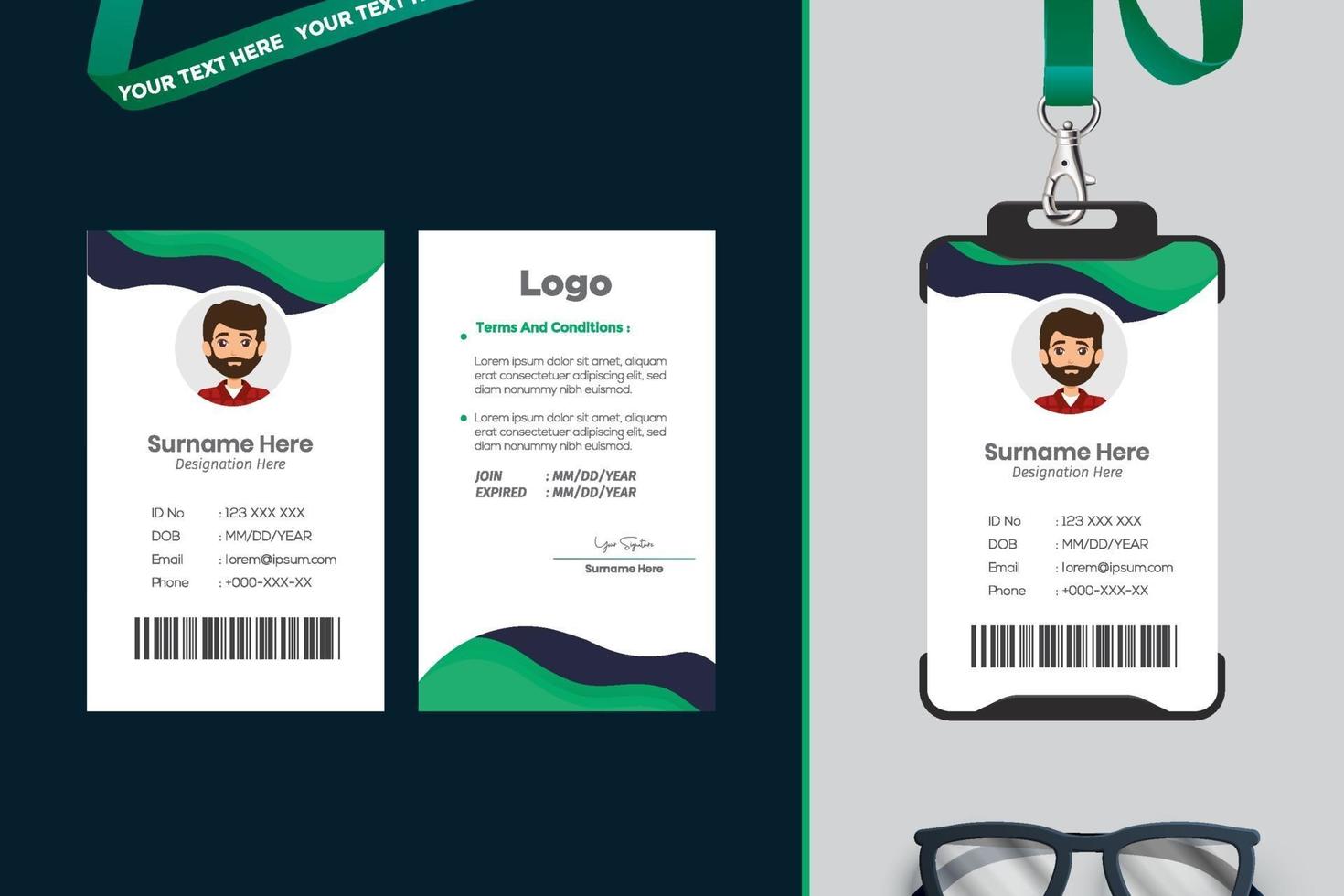 diseño de plantilla de tarjeta de identificación simple con vector