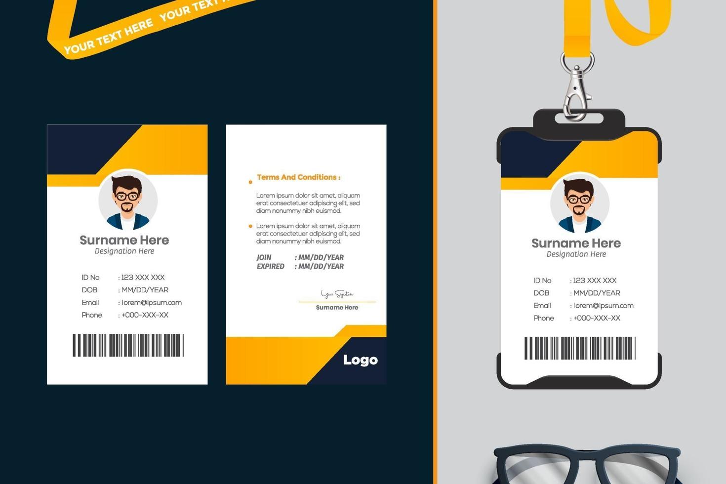 simple Id card template design with vector