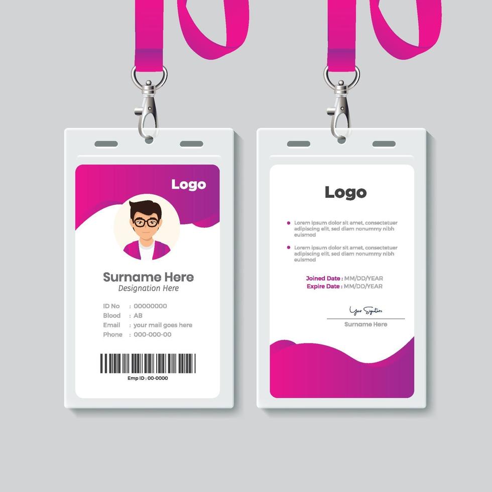 diseño de plantilla de tarjeta de identificación simple con vector