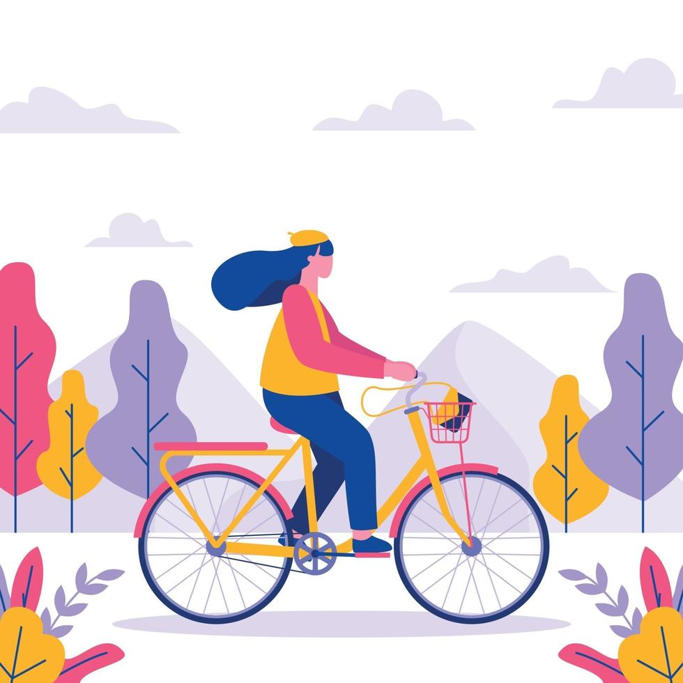 Cycling in The Mountains Illustration vector