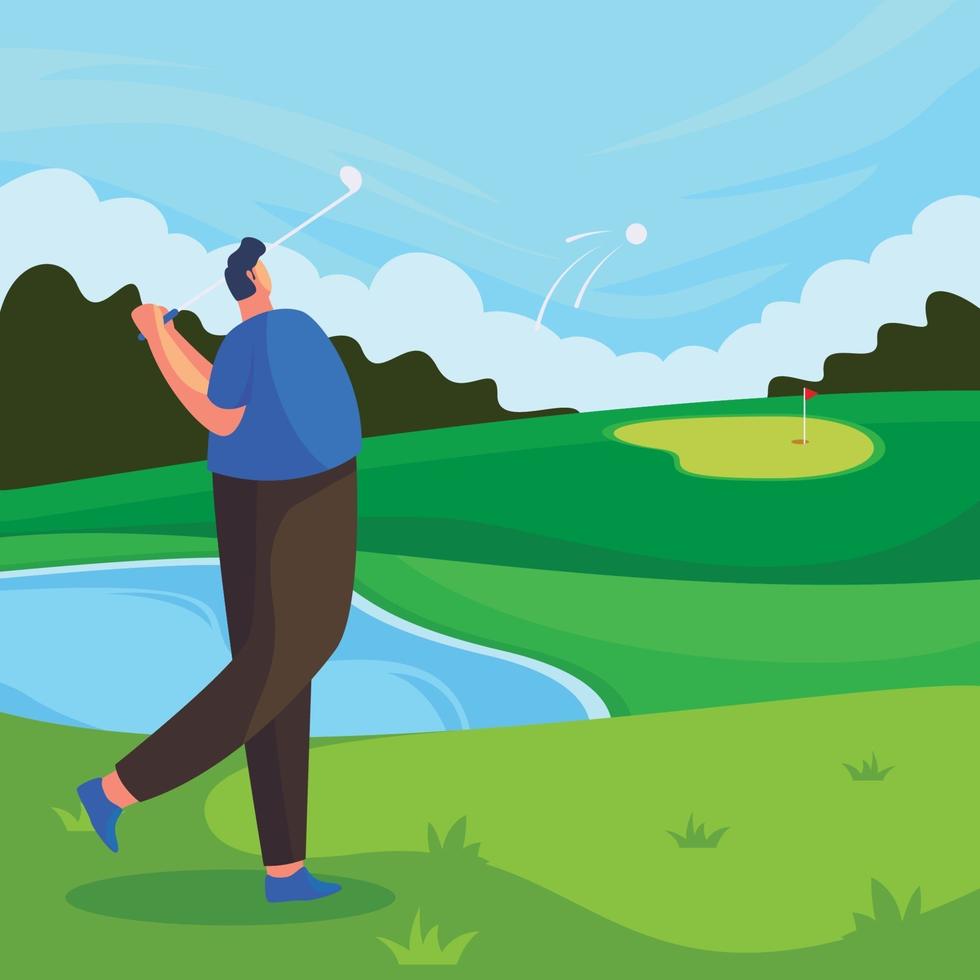 sporty Man Playing Golf vector