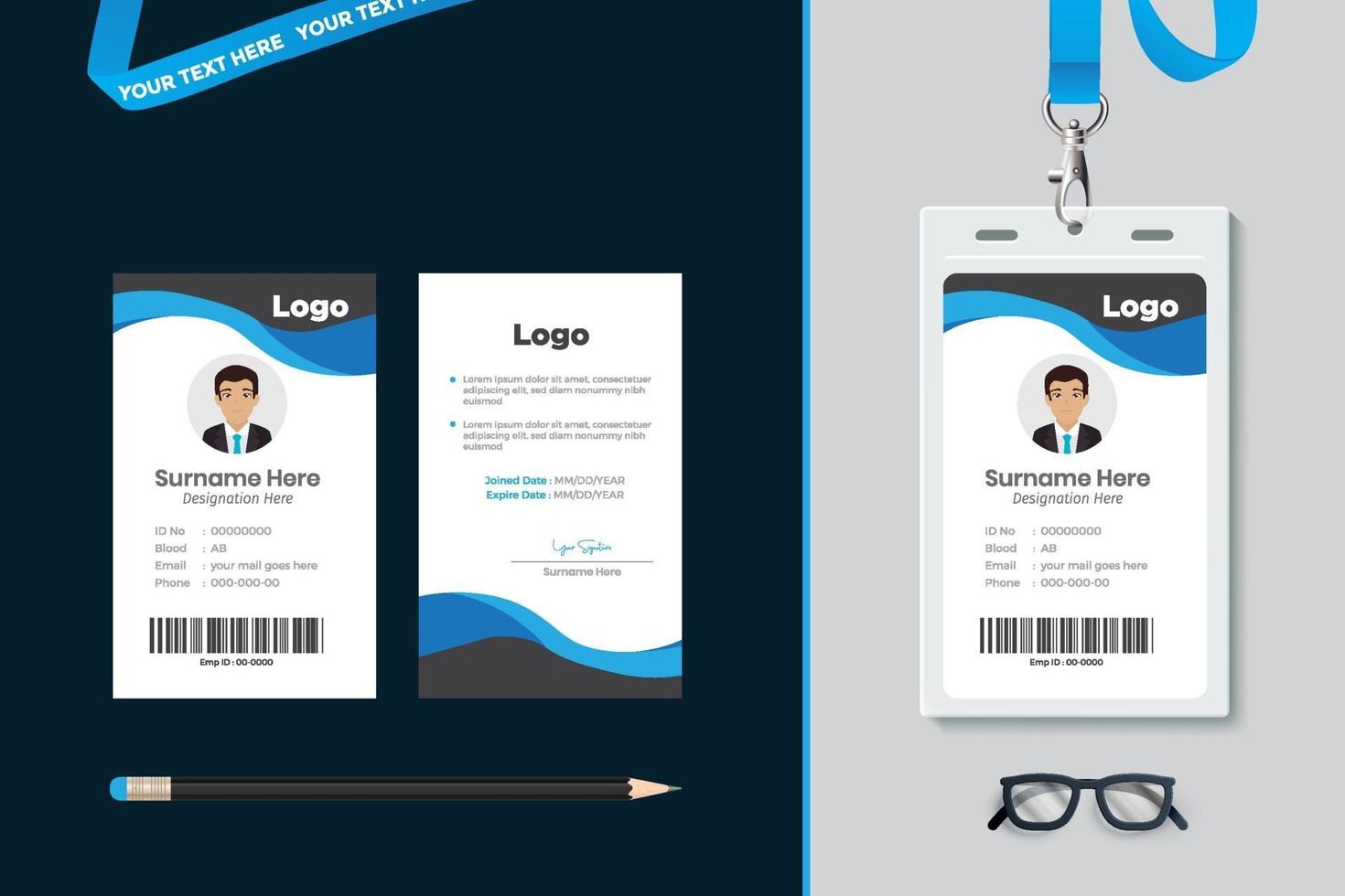 diseño de plantilla de tarjeta de identificación simple con vector