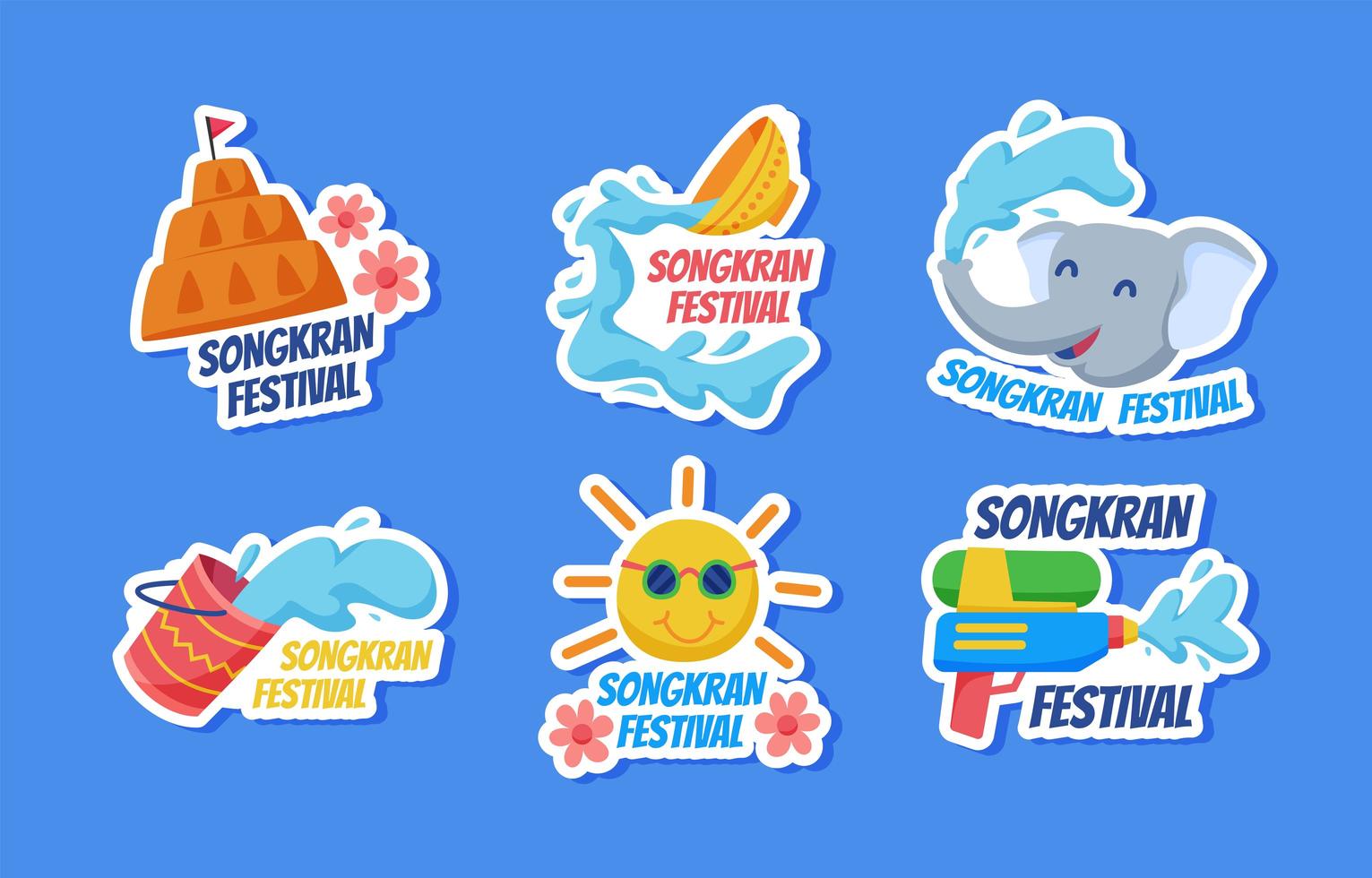 Songkran Festival Sticker vector