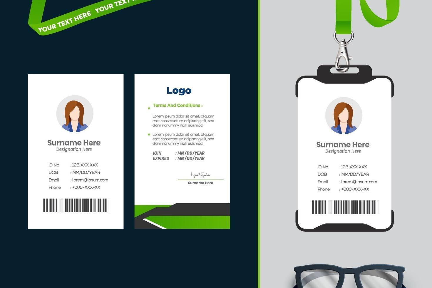 diseño de plantilla de tarjeta de identificación simple con vector