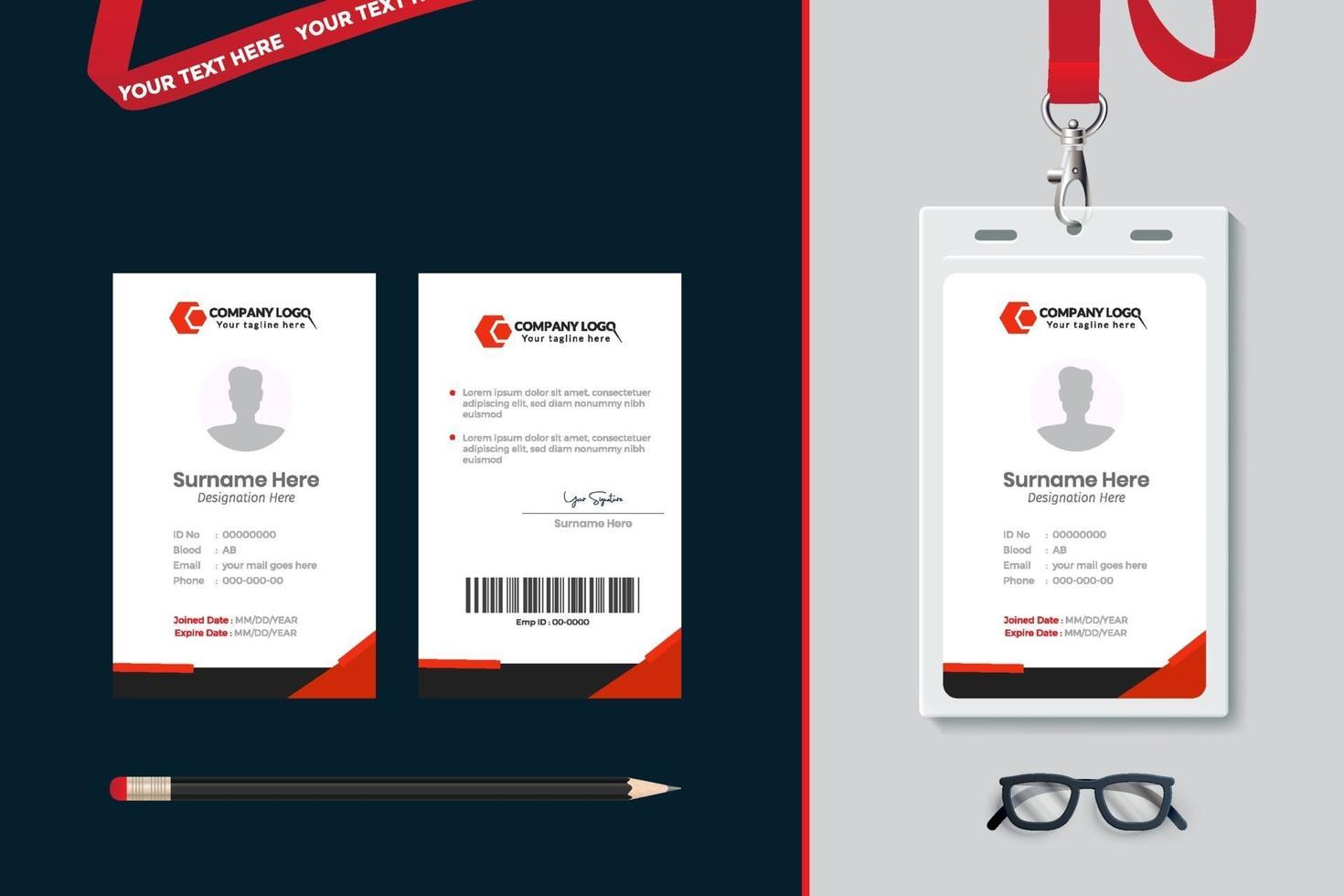 simple Id card template design with vector