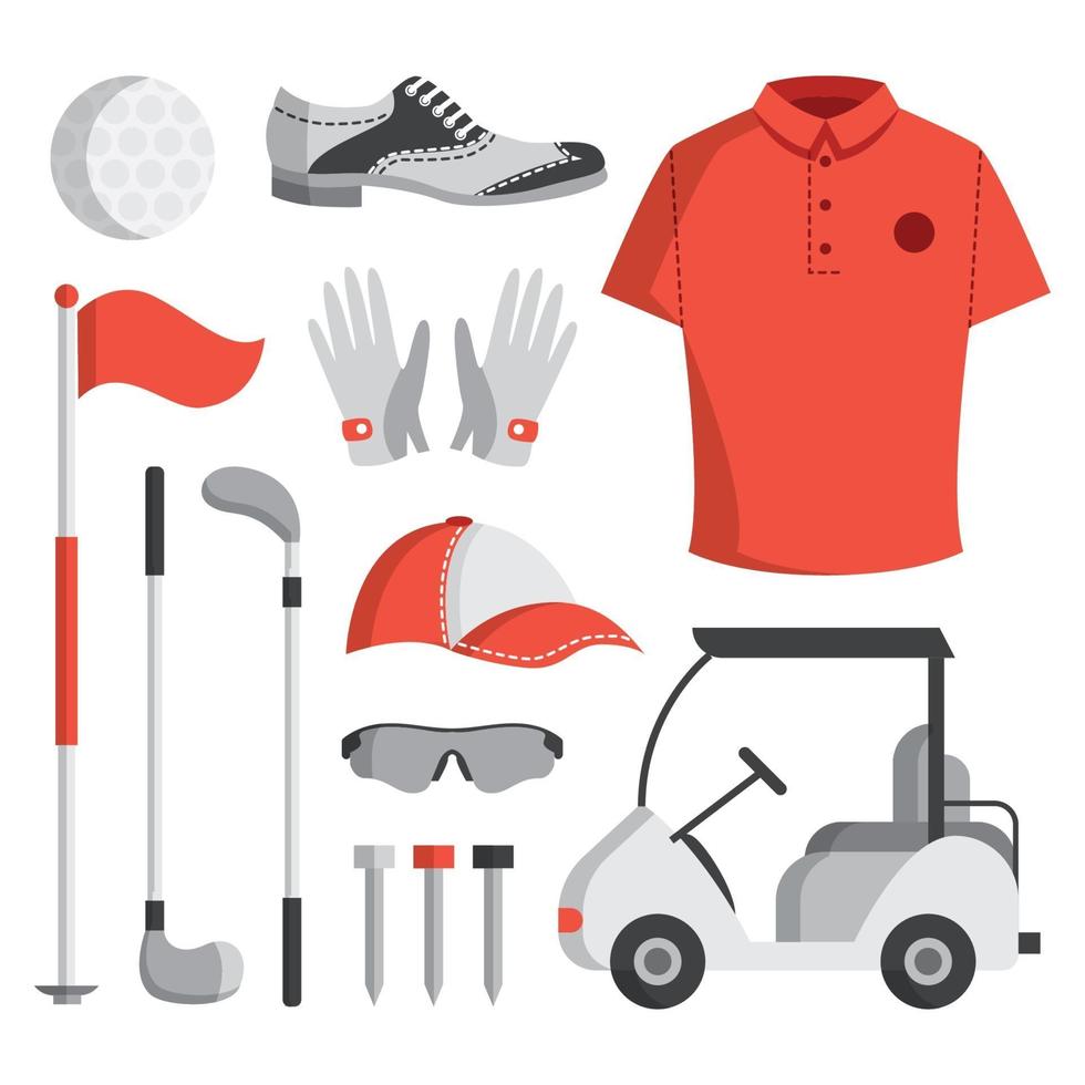 conjunto de iconos de equipo de golf vector
