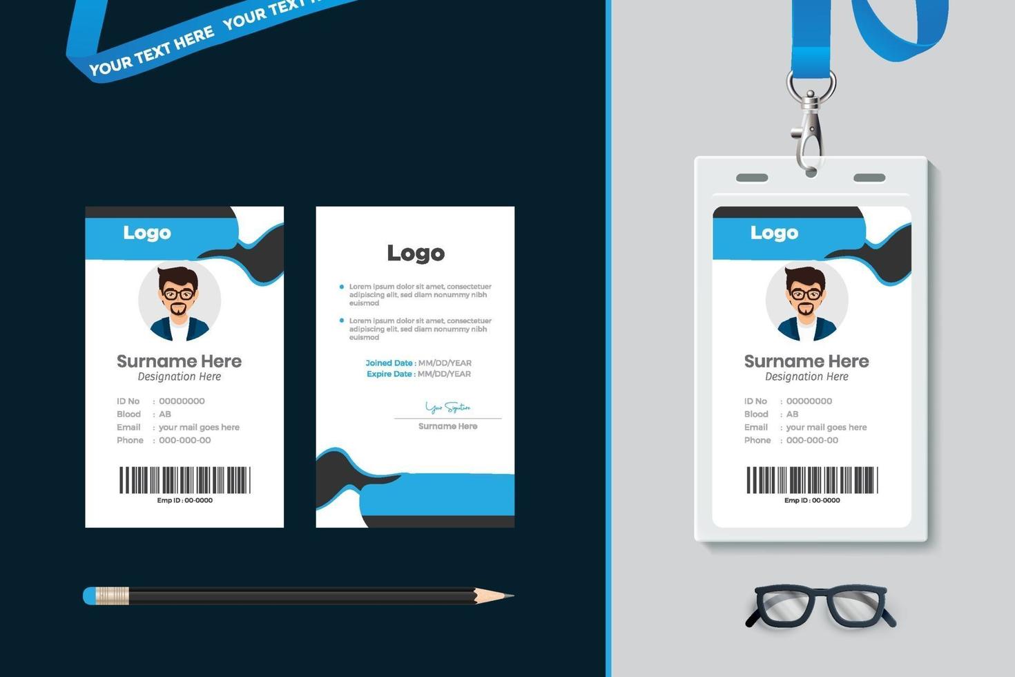 diseño de plantilla de tarjeta de identificación simple con vector