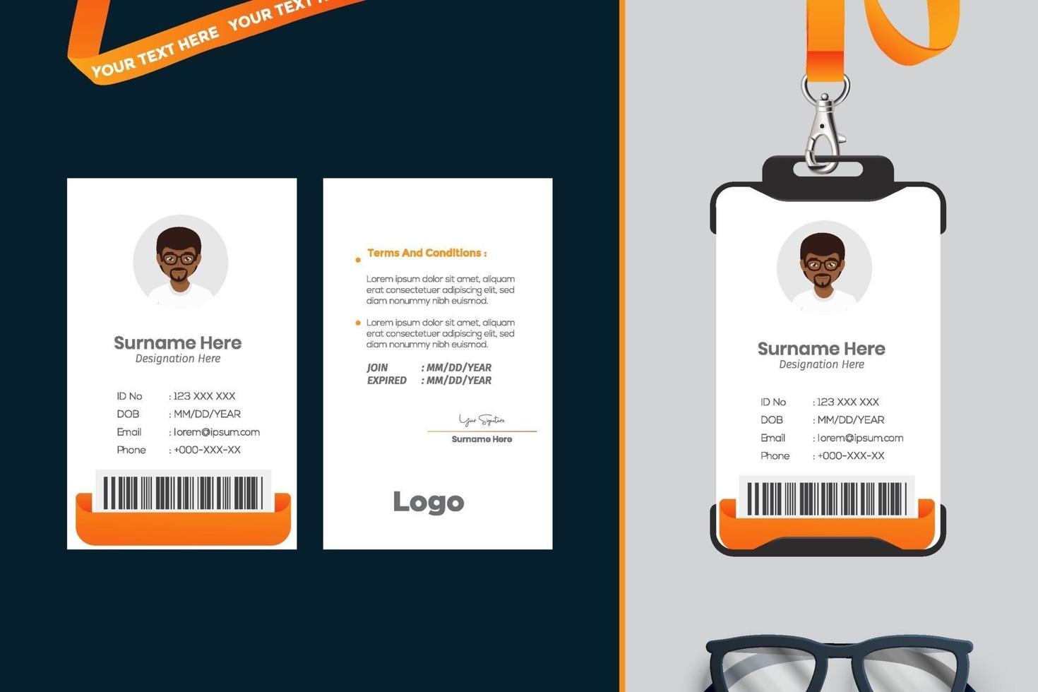 diseño de plantilla de tarjeta de identificación simple con vector