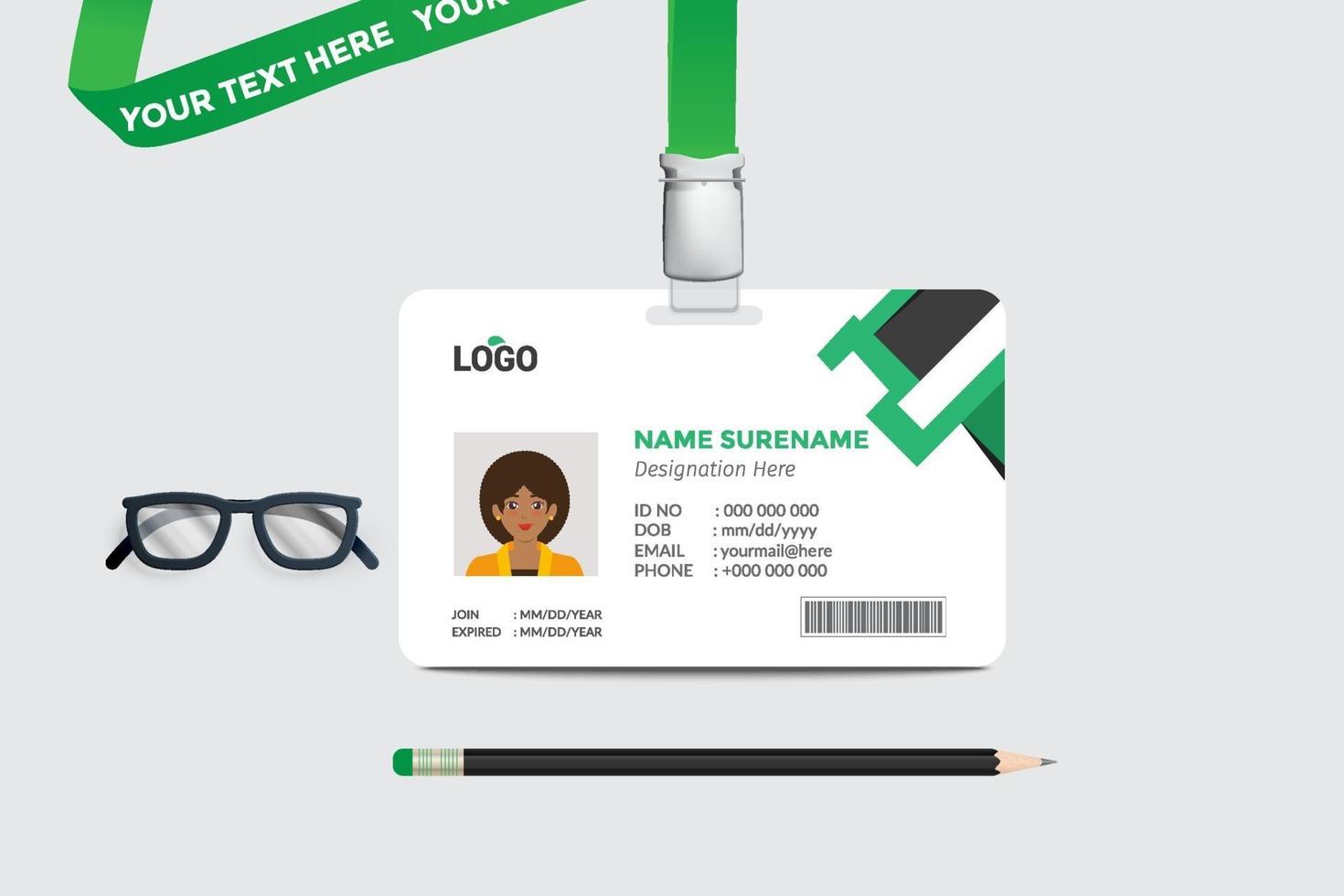 simple Id card template design with vector