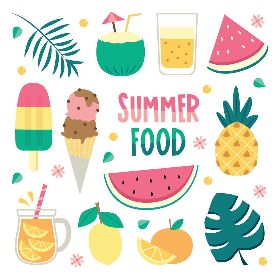 conjunto de iconos de comida de verano vector