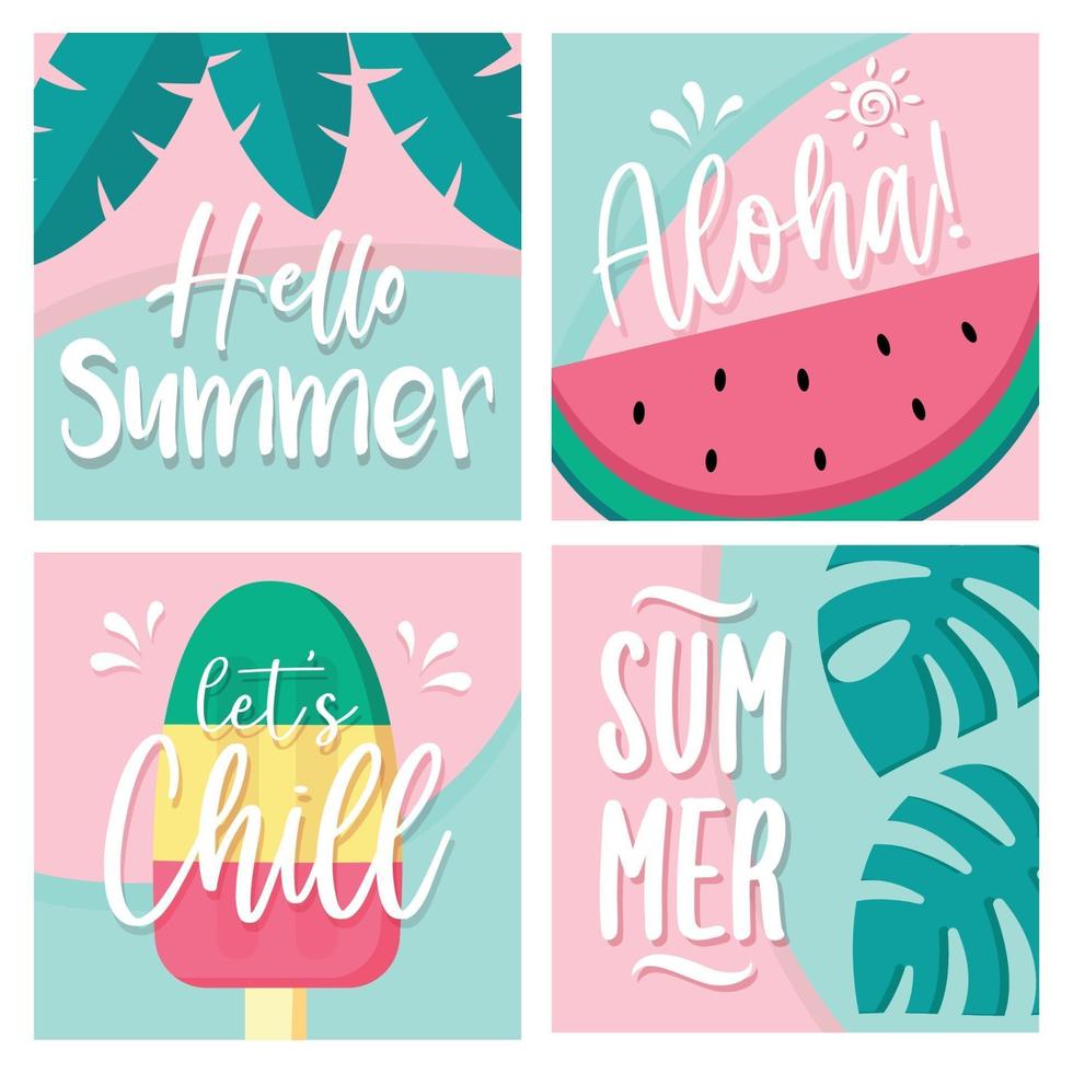 conjunto de tarjetas de verano vector