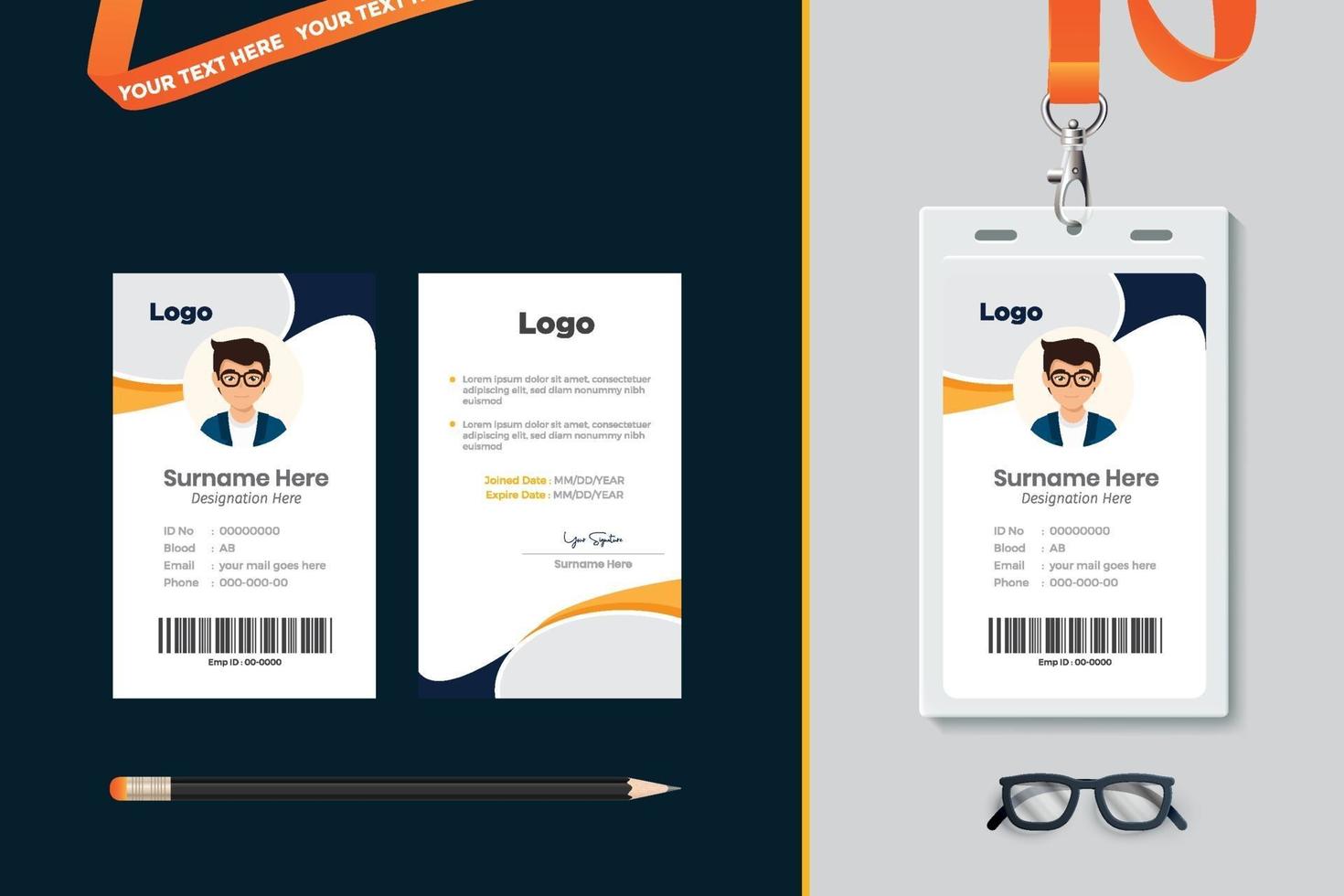 diseño de plantilla de tarjeta de identificación simple con vector