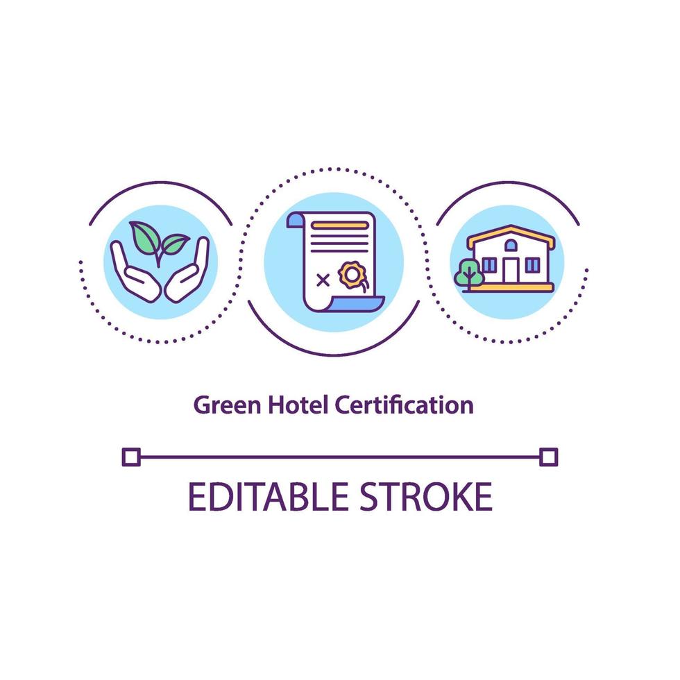 Green hotel certification concept icon vector