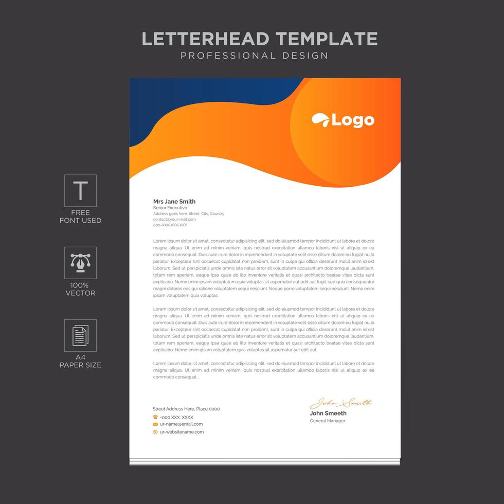 Elegant letterhead template design in minimalist style vector