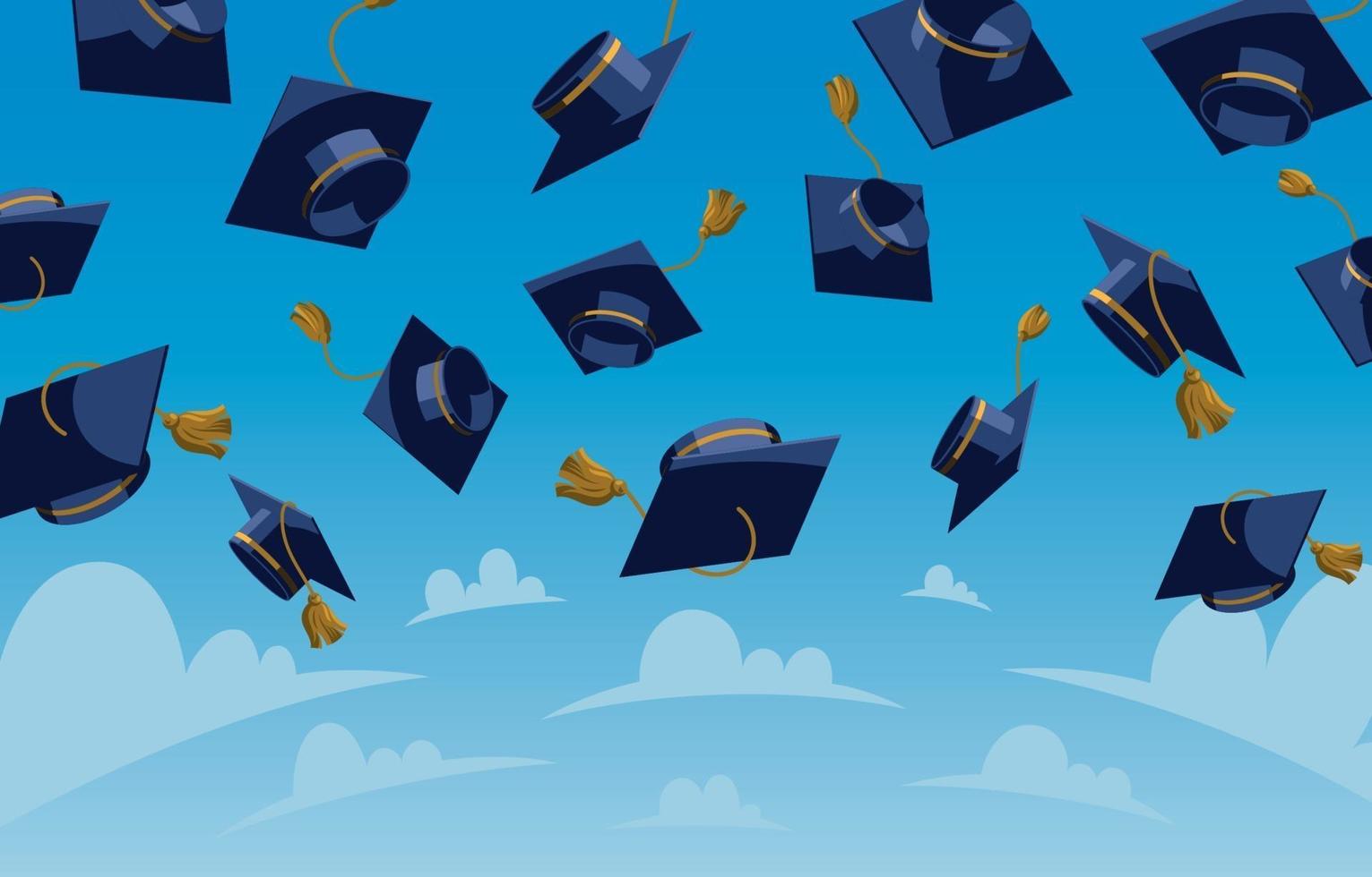 Throwing hats graduation background vector