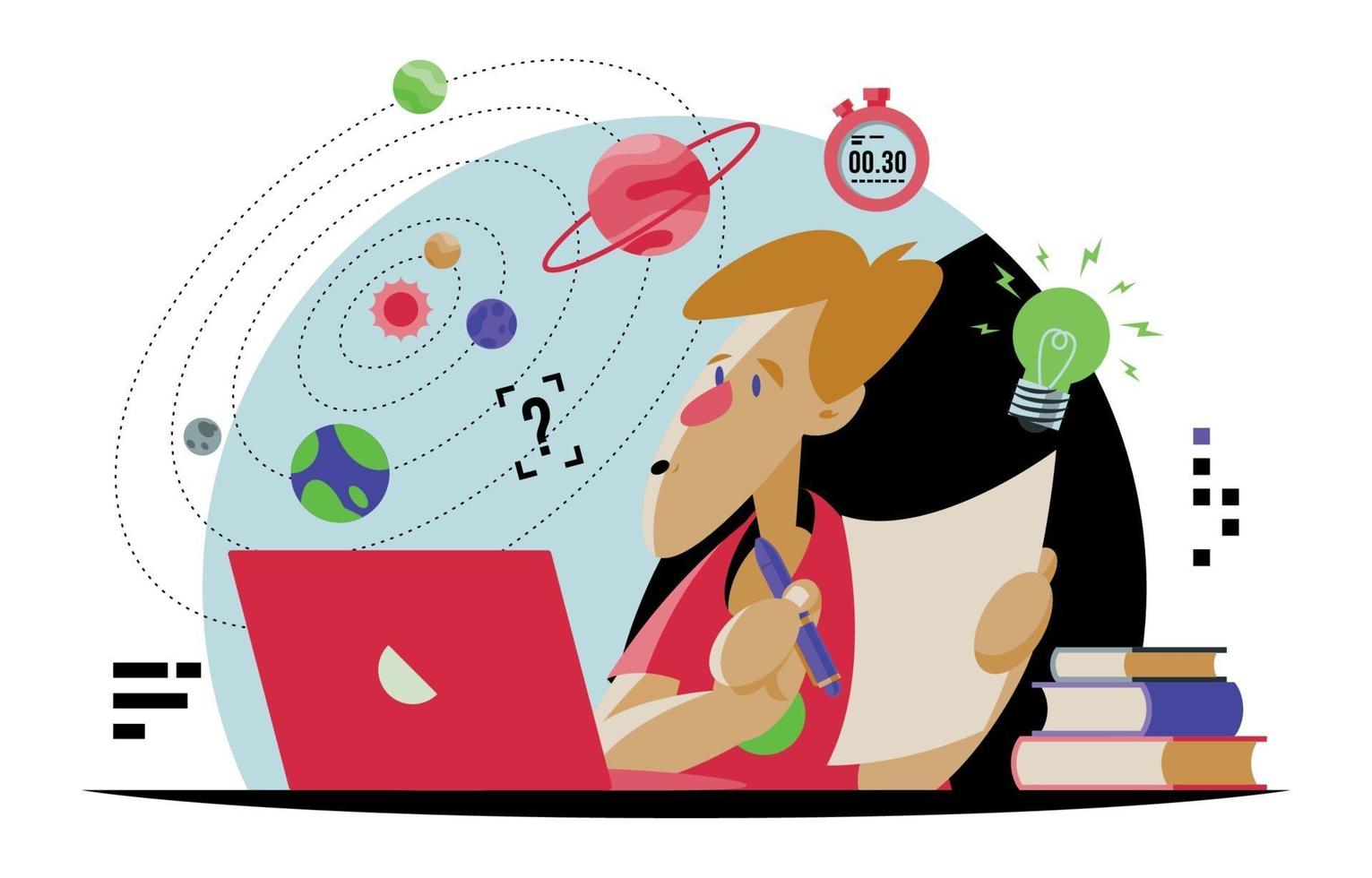 Online learning activity illustration vector