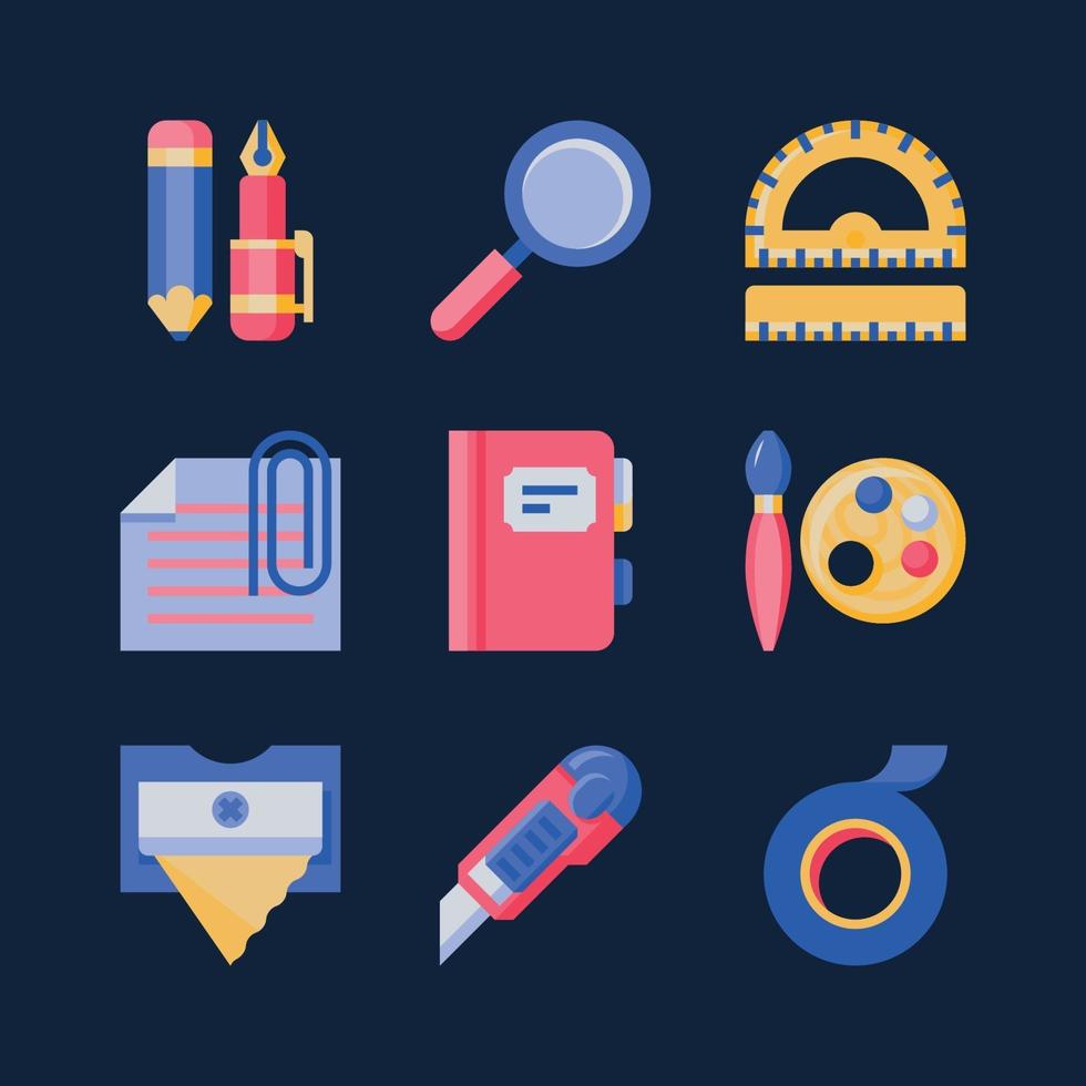 Stationery colourful flat icon vector